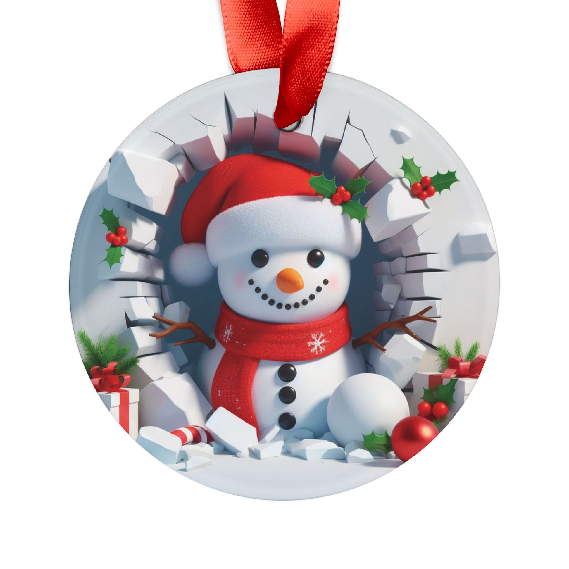 Charming 3D Illusion Snowman Ornament Festive Holiday Captivating Optical Illusion Perfect for Christmas Tree, Gift Acrylic with Ribbon Perfect Gift for Tree, Home, Holiday Keepsake Ideal for Tree Trimming - MRSBYVALLE