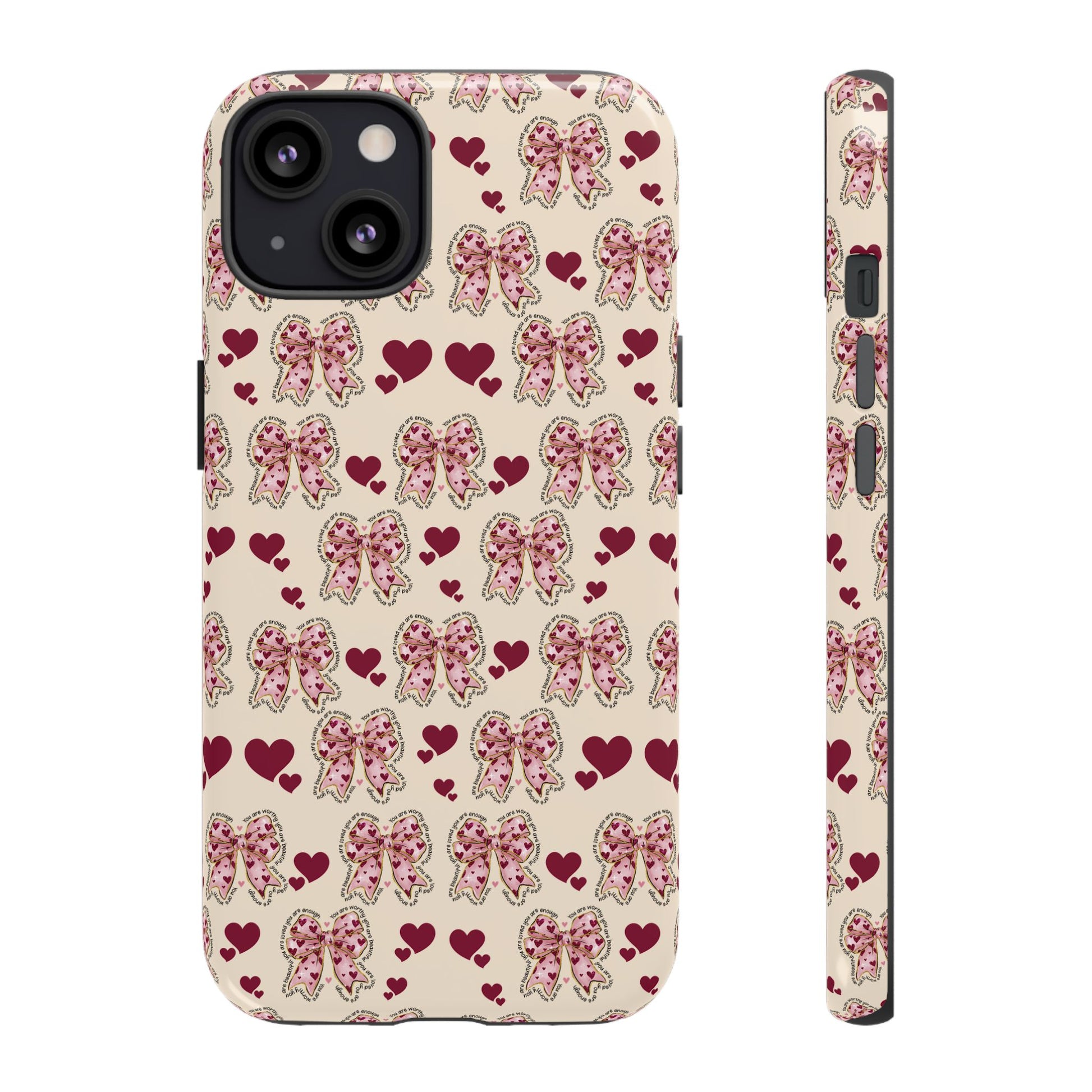 Charming Hearts & Pink Bows Phone Case Stylish & Durable Protection for Your Device | Scratch-Resistant, Slim Fit, and Lightweight Design for Everyday Use for iPhone & Android | Fresh Nature-Inspired Design!