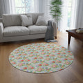 Tapis rond floral aquarelle bleu glacé — Tapis d'appoint floral doux de style côtier