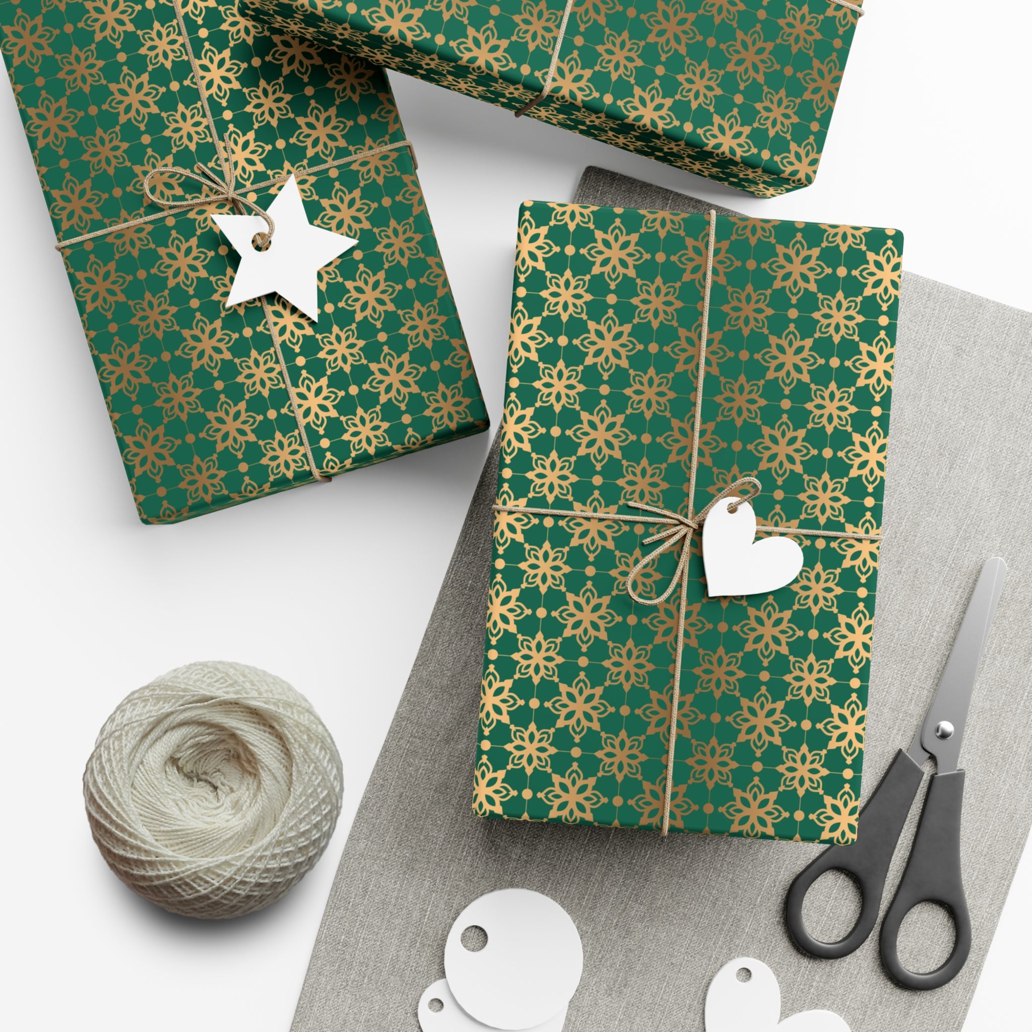 Elegant Luxuries Emerald Green Wrapping Paper with Gold Accents Perfect for Christmas Gifts, Weddings, & Special Occasions – Premium Quality Gift Wrap for Luxurious Presentation - MRSBYVALLE