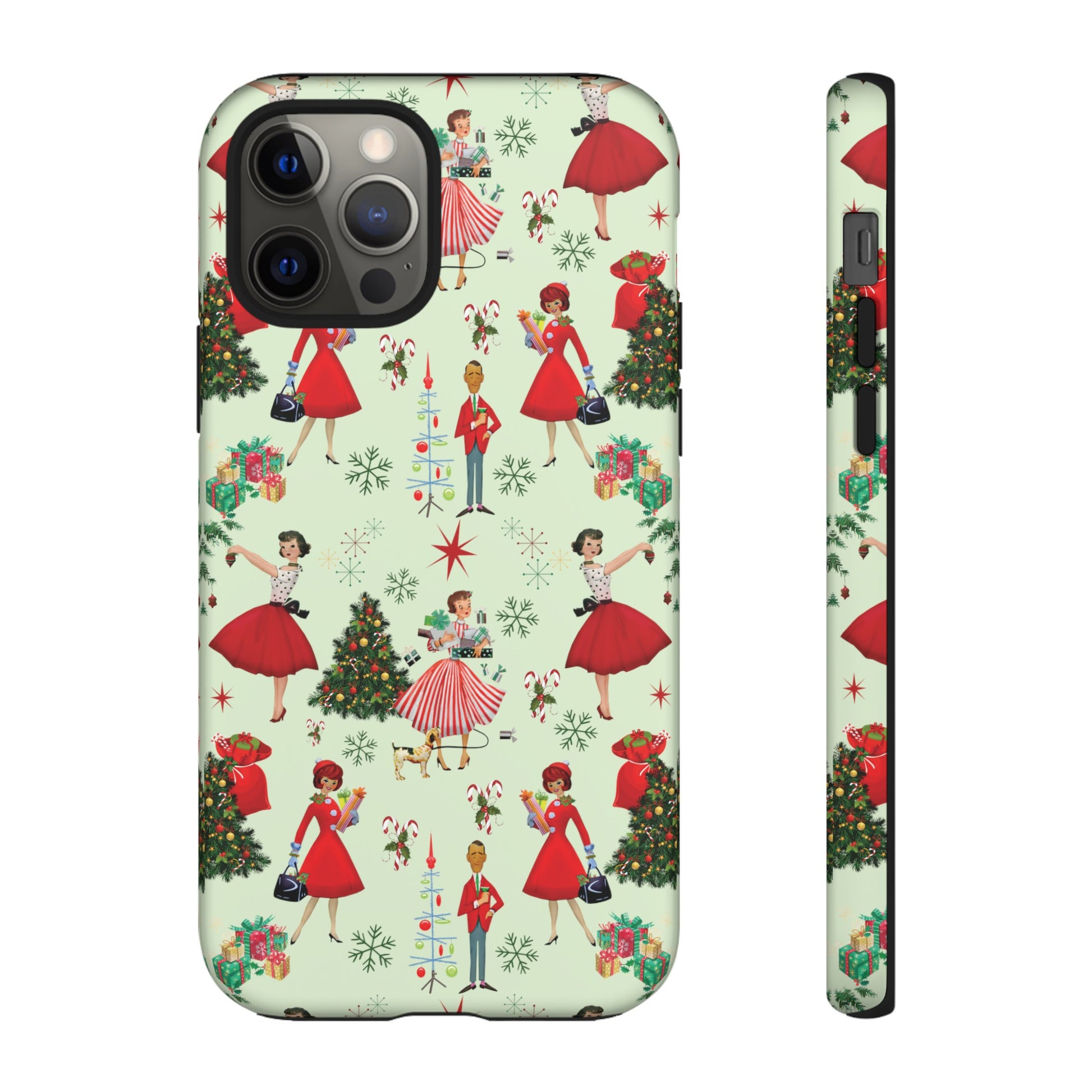 1950s Vintage Phone Case - Retro Christmas Design | Unique Holiday Protection for Your Device | Stylish & Durable Cover Gift for Her Phone 15, Samsung iPhone Samsung Accessory Gift for Her
