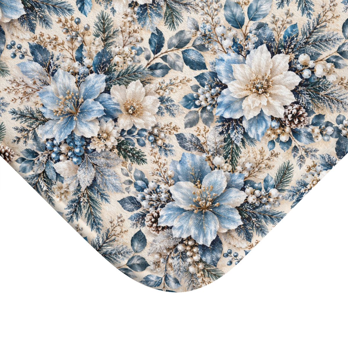 Icy Blue Floral Memory Foam Bath Mat