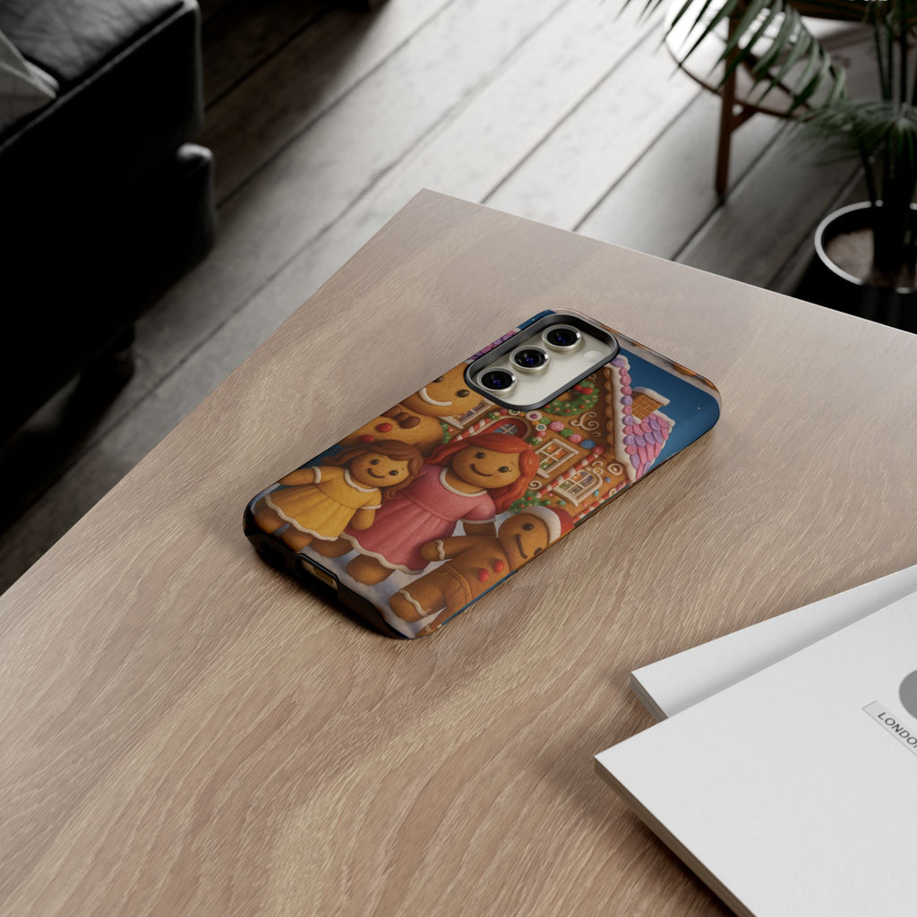 Coque de téléphone esthétique Famille en Pain d'Épices – Design d'inspiration vintage sur le thème de Noël – Étui stylé pour modèles iPhone et Samsung Galaxy