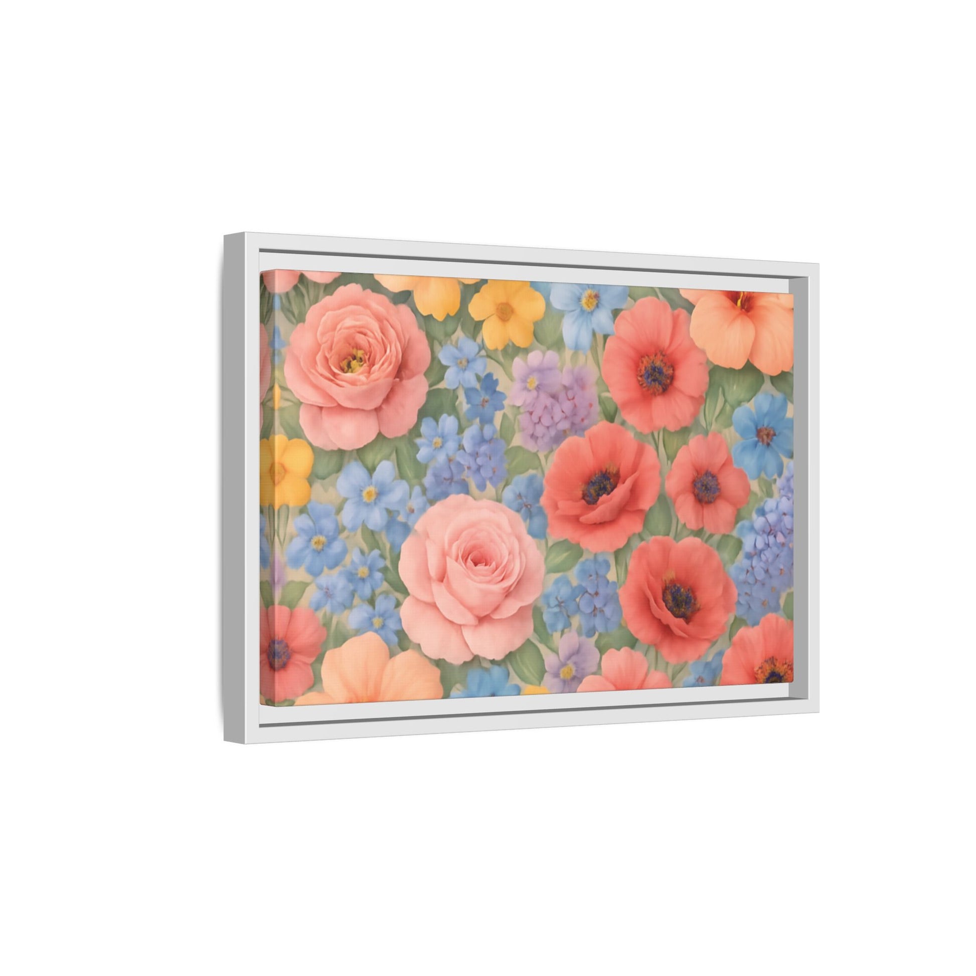 Luxury Framed Floral Canvas – Bold Multi-Color Botanical Wall Art, Elegant Nature-Inspired Accent for Living Room, Bedroom, or Office Décor Gift for Mom