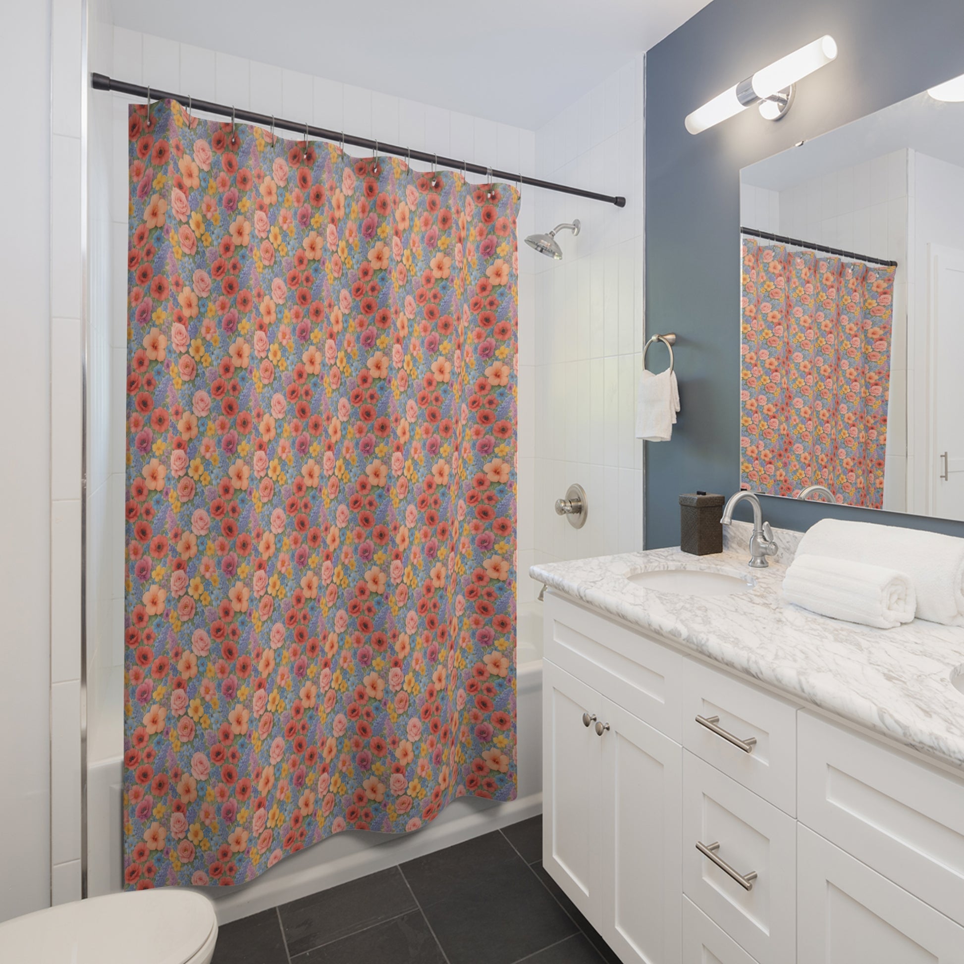 Refresh Your Bathroom – Luxury Multi-Color Floral Shower Curtain, Vibrant Botanical Print for a Spa-Like Home Retreat New House