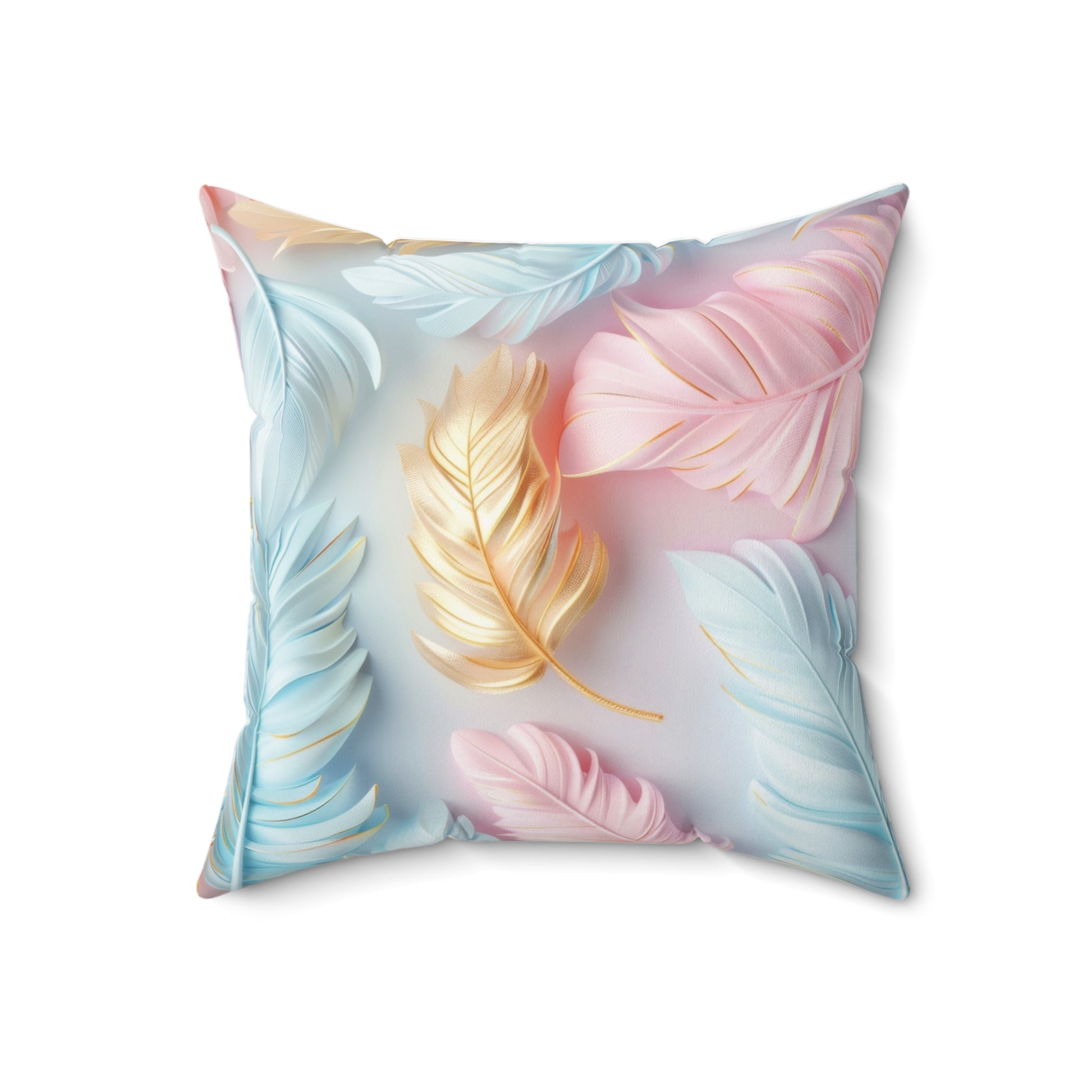 Pastel Feathers Design Square Pillow Elegant Holiday Decor Perfect for all Seasonal Decorations Perfect Accent for Living Rooms, Bedrooms, Soft, Durable, Pillow Gift New House, Bridal Shower Gift - MRSBYVALLE