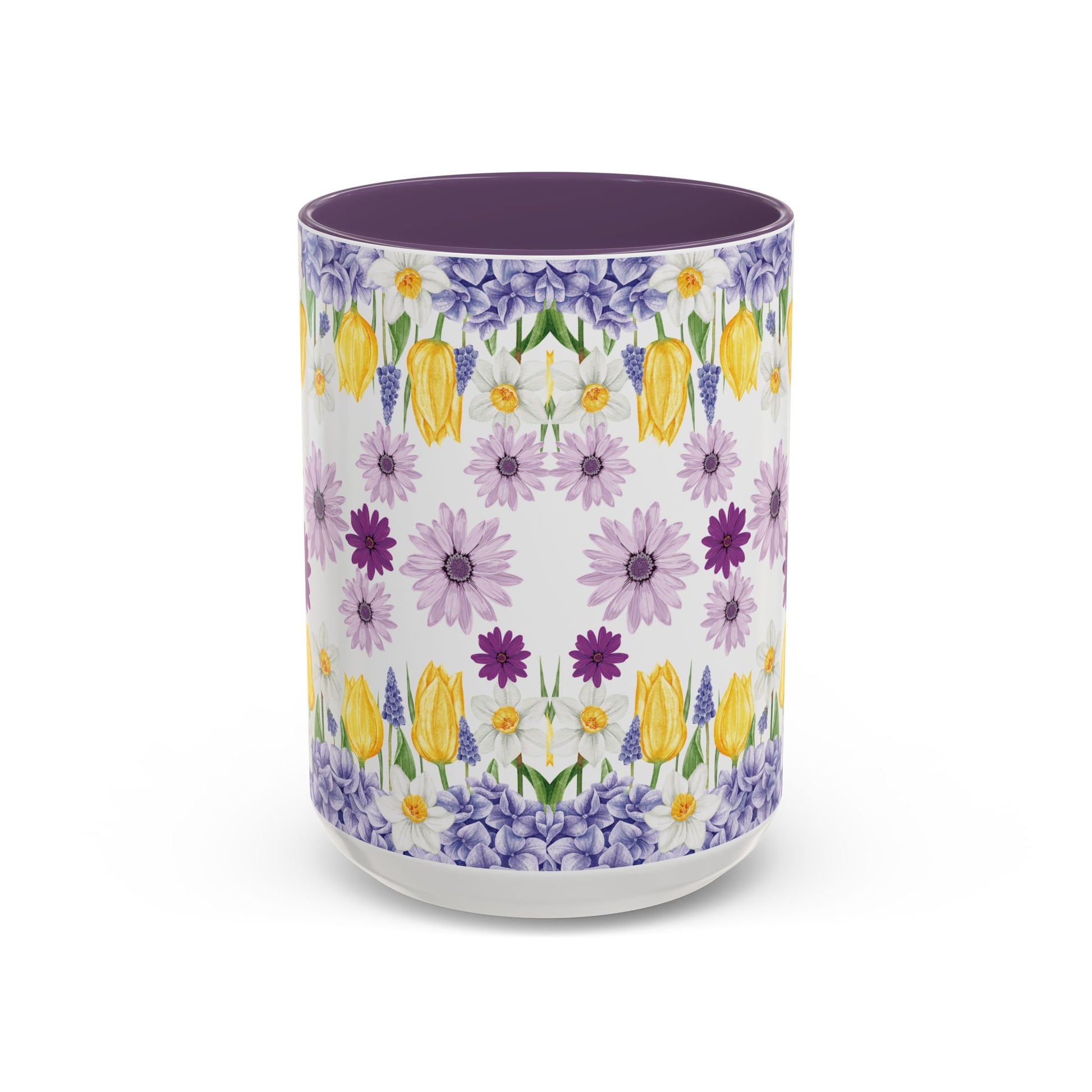 Botanical Floral Mug  Lavender & Yellow Flowers, Ceramic 11oz & 15oz Cup, Ideal Gift for Coffee Lovers, Mother's Day, or Cozy Spring Mornings