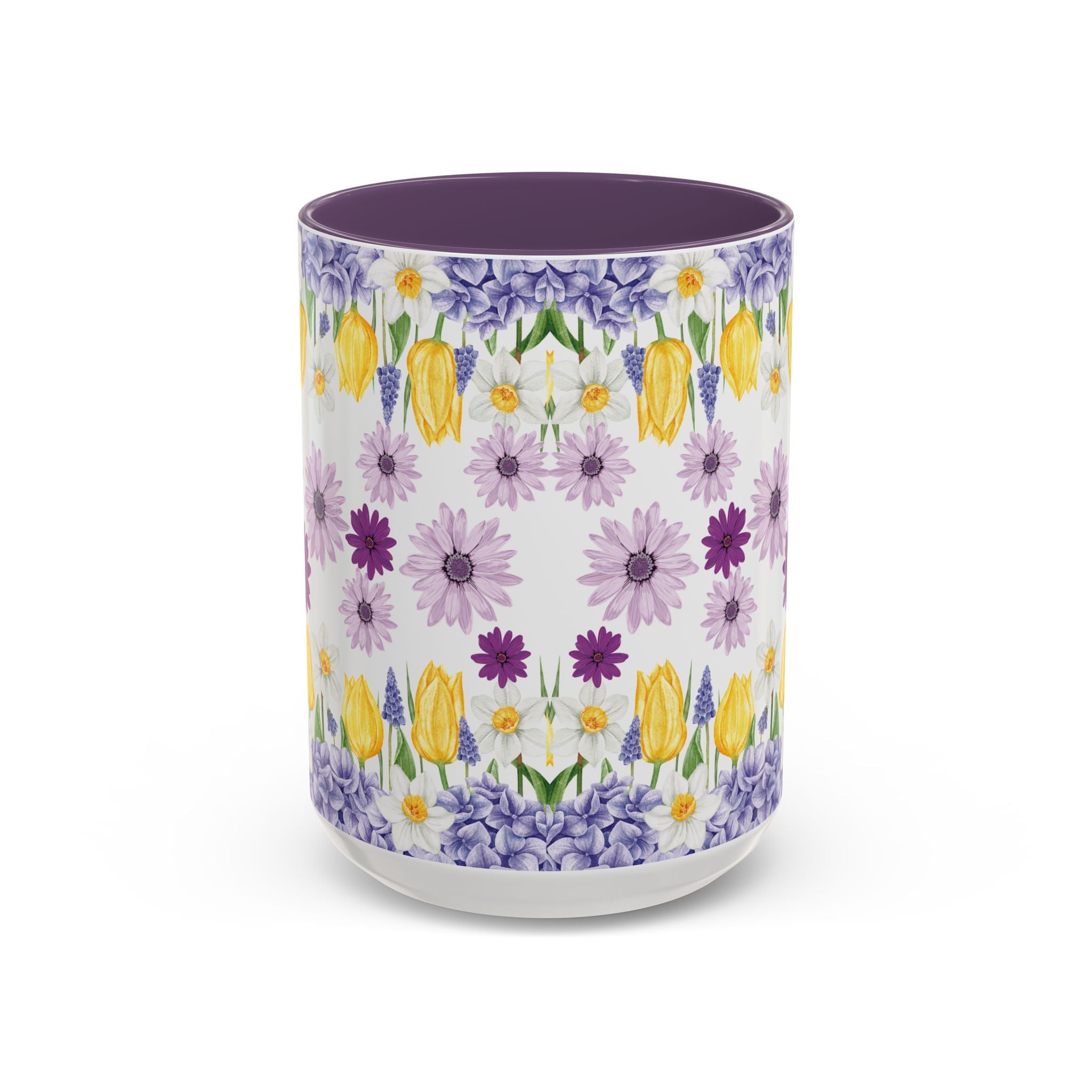 Botanical Floral Mug  Lavender & Yellow Flowers, Ceramic 11oz & 15oz Cup, Ideal Gift for Coffee Lovers, Mother's Day, or Cozy Spring Mornings
