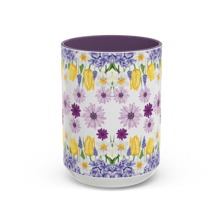 Botanical Floral Mug  Lavender & Yellow Flowers, Ceramic 11oz & 15oz Cup, Ideal Gift for Coffee Lovers, Mother's Day, or Cozy Spring Mornings