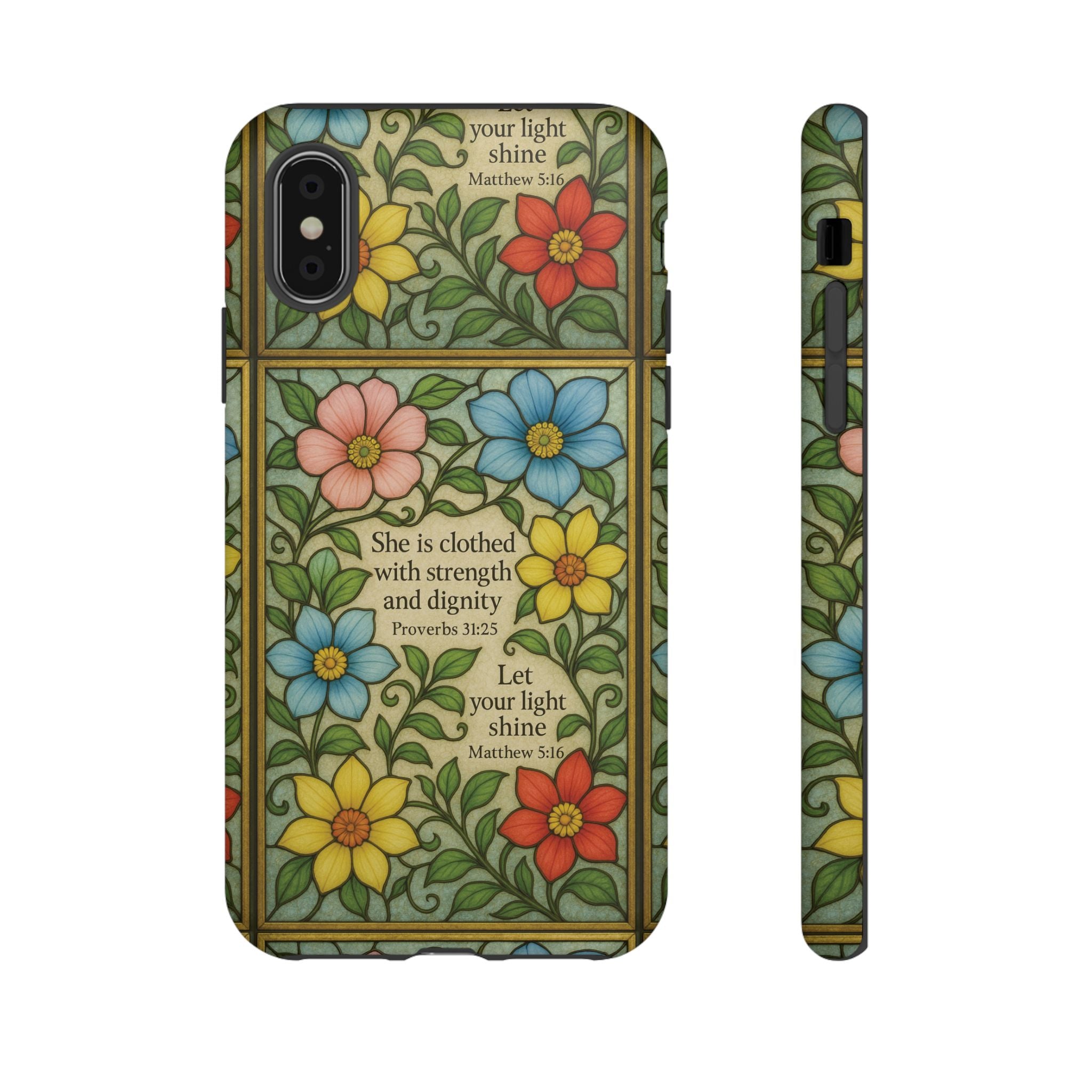 Pastel Floral Stained Glass Bible Verse Phone Case Christian Affirmation, Soft Faith Design, iPhone Samsung Google, Inspirational Gift for HerGift for Christians