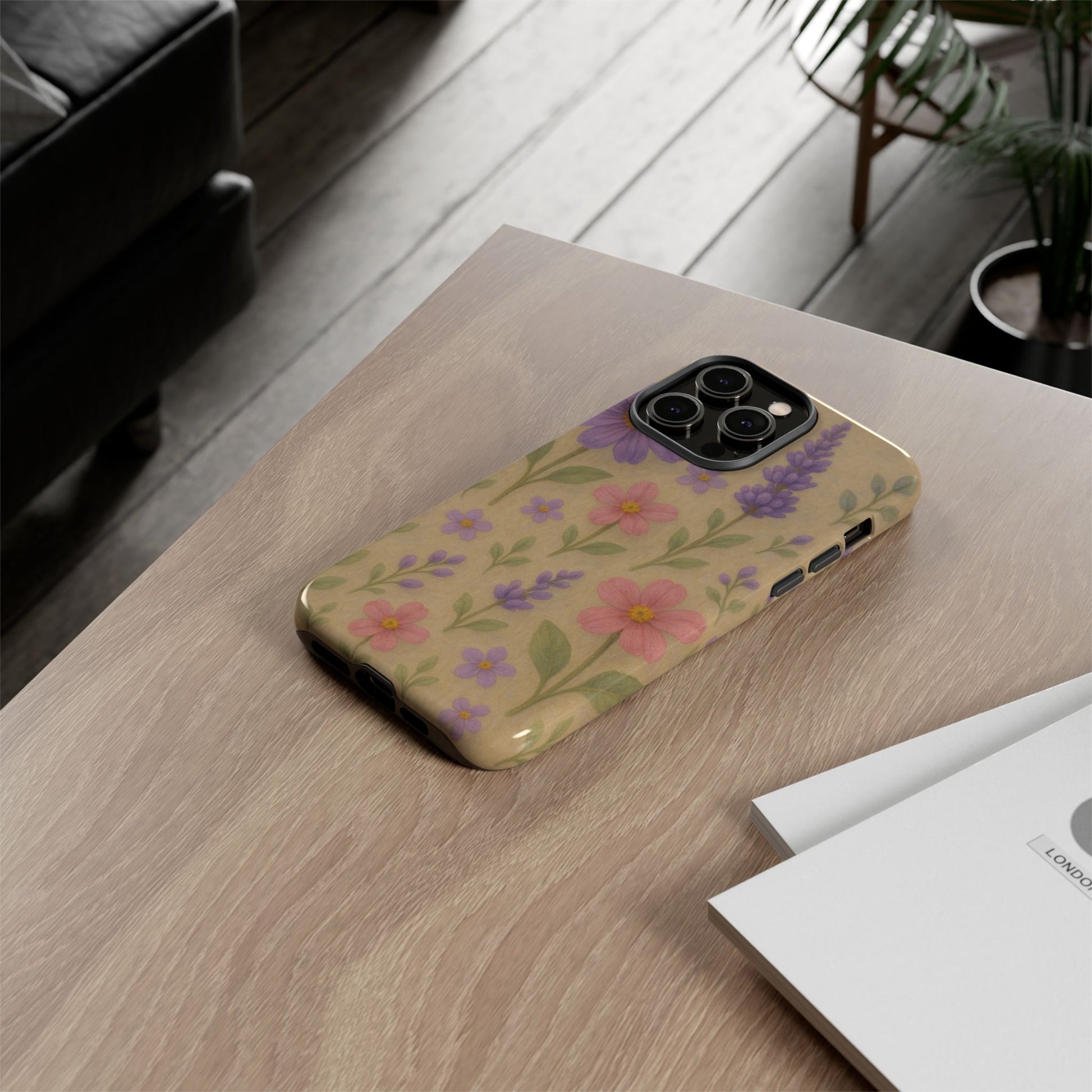 3D Illusion Wildflower Phone Case Cute Pastel Floral Design in Lavender, Pink, Mint Green – Aesthetic Protective Case for iPhone and  Android
