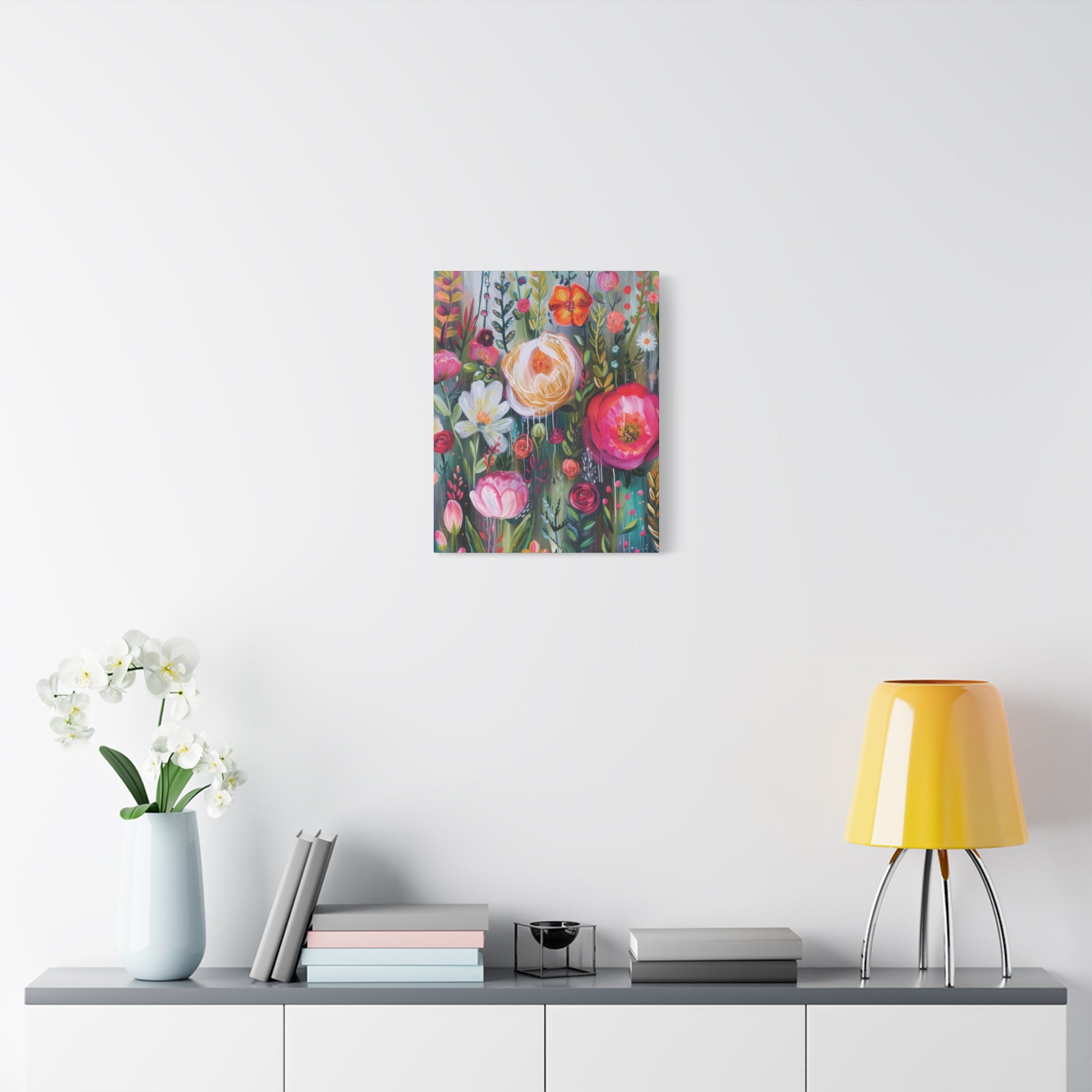 Watercolor Boho Floral Wall Art Matte Canvas Stretched, Vibrant Botanical Design, Perfect for Living Room, Bedroom, or Office Decor, Adds a Stylish Touch to Any Space - MRSBYVALLE