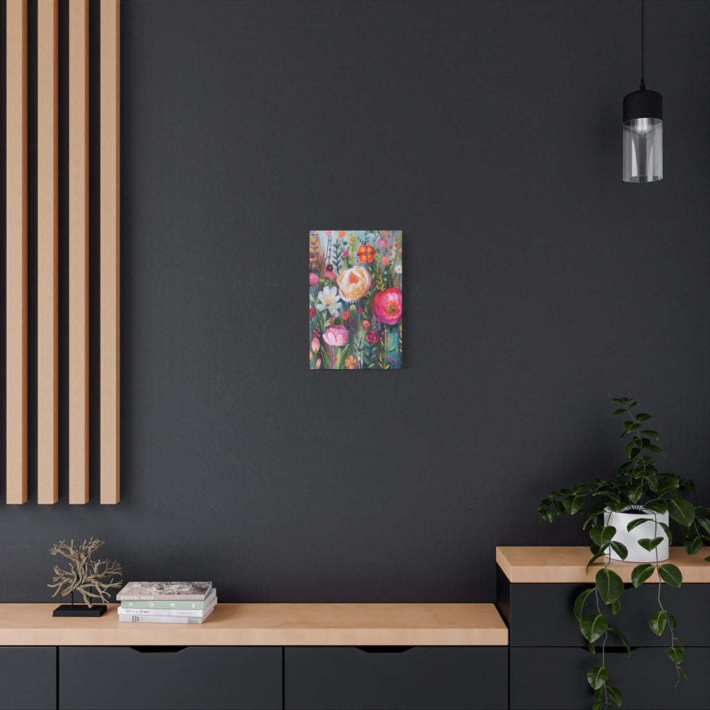 Watercolor Boho Floral Wall Art Matte Canvas Stretched, Vibrant Botanical Design, Perfect for Living Room, Bedroom, or Office Decor, Adds a Stylish Touch to Any Space - MRSBYVALLE