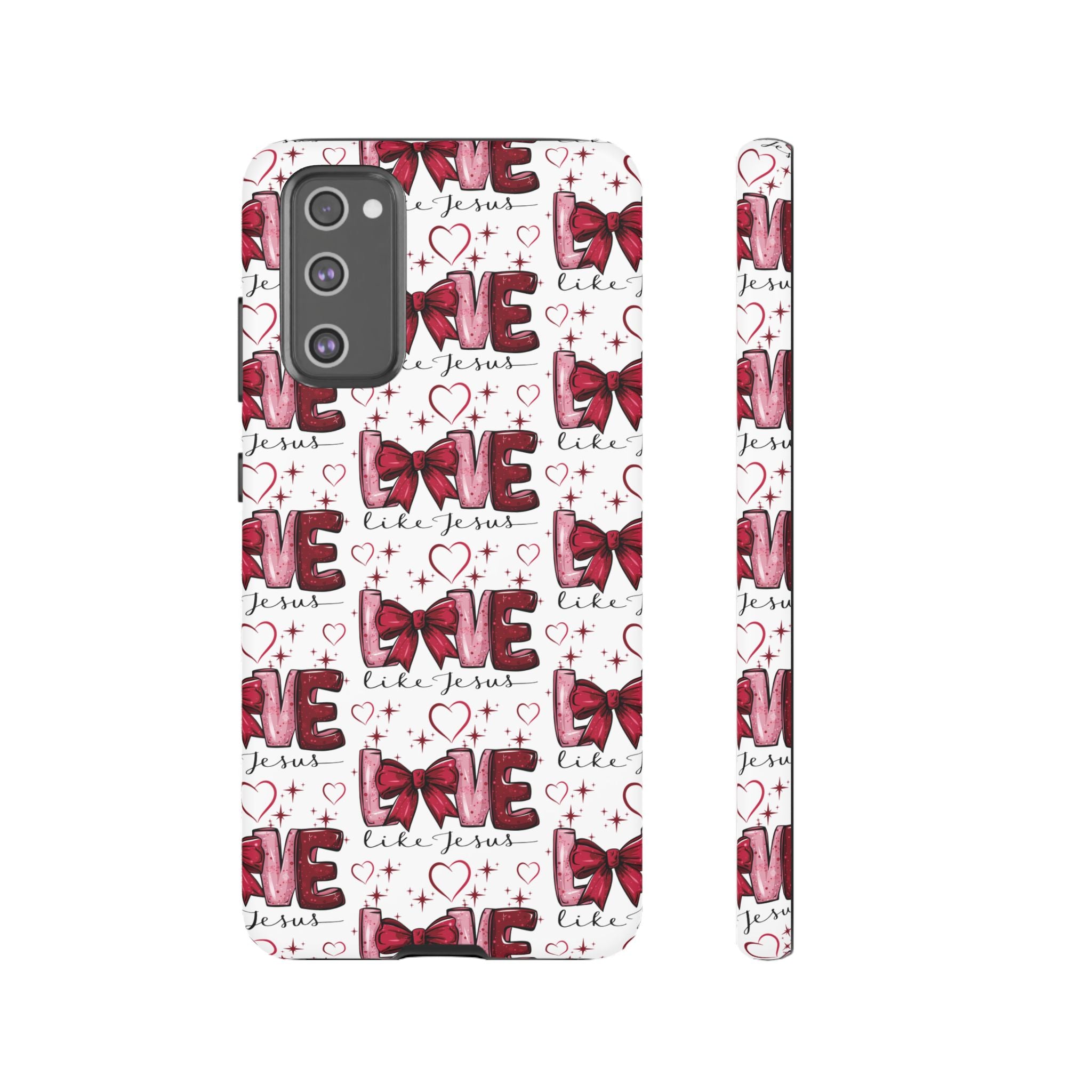 Love Like Jesus Red Bows and Hearts—Tough, Faithful Phone Cases & Religious iPhone Accessories: Protect Your Device & Show Your Faith