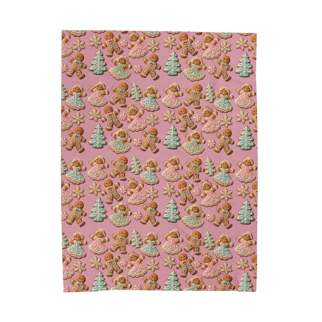 Gingerbread Holiday Velveteen Plush Blanket