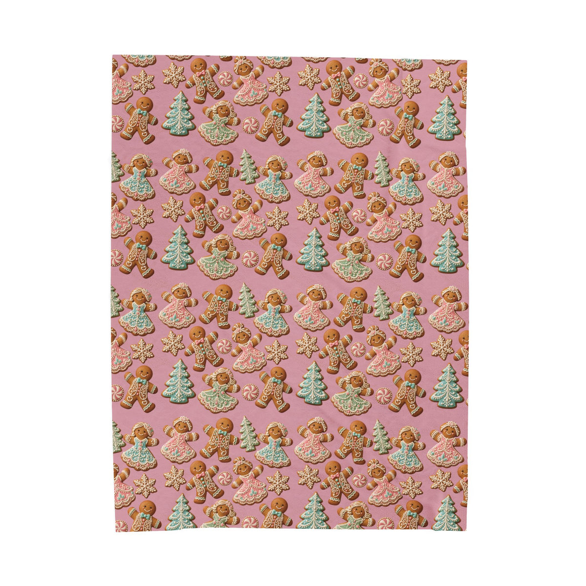 Gingerbread Holiday Velveteen Plush Blanket
