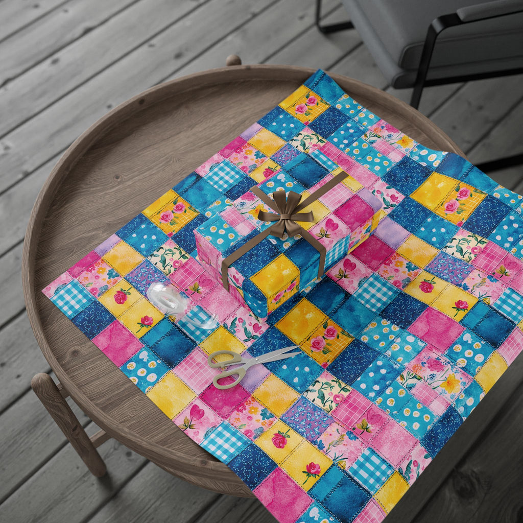 Pastel Patchwork Illusion Wrapping Paper — Soft Pastel Gift Wrap for Birthdays & Baby Showers