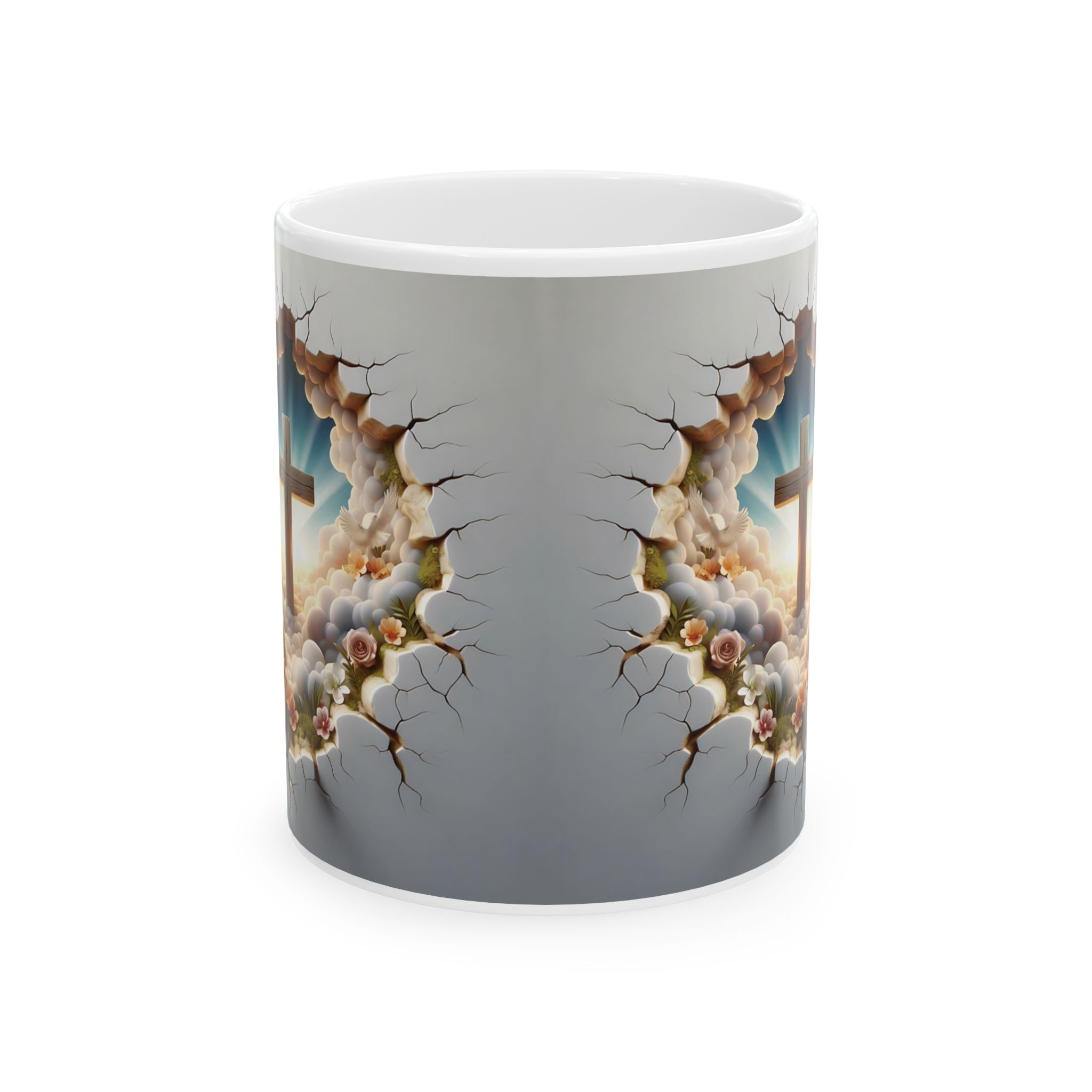 3D Cross Illusion Ceramic Mug – Elevate Your Sip with Spiritual Style, Available in 11oz & 15oz, Ideal for Coffee, Tea, or Hot Chocolate Moments That Inspire - MRSBYVALLE