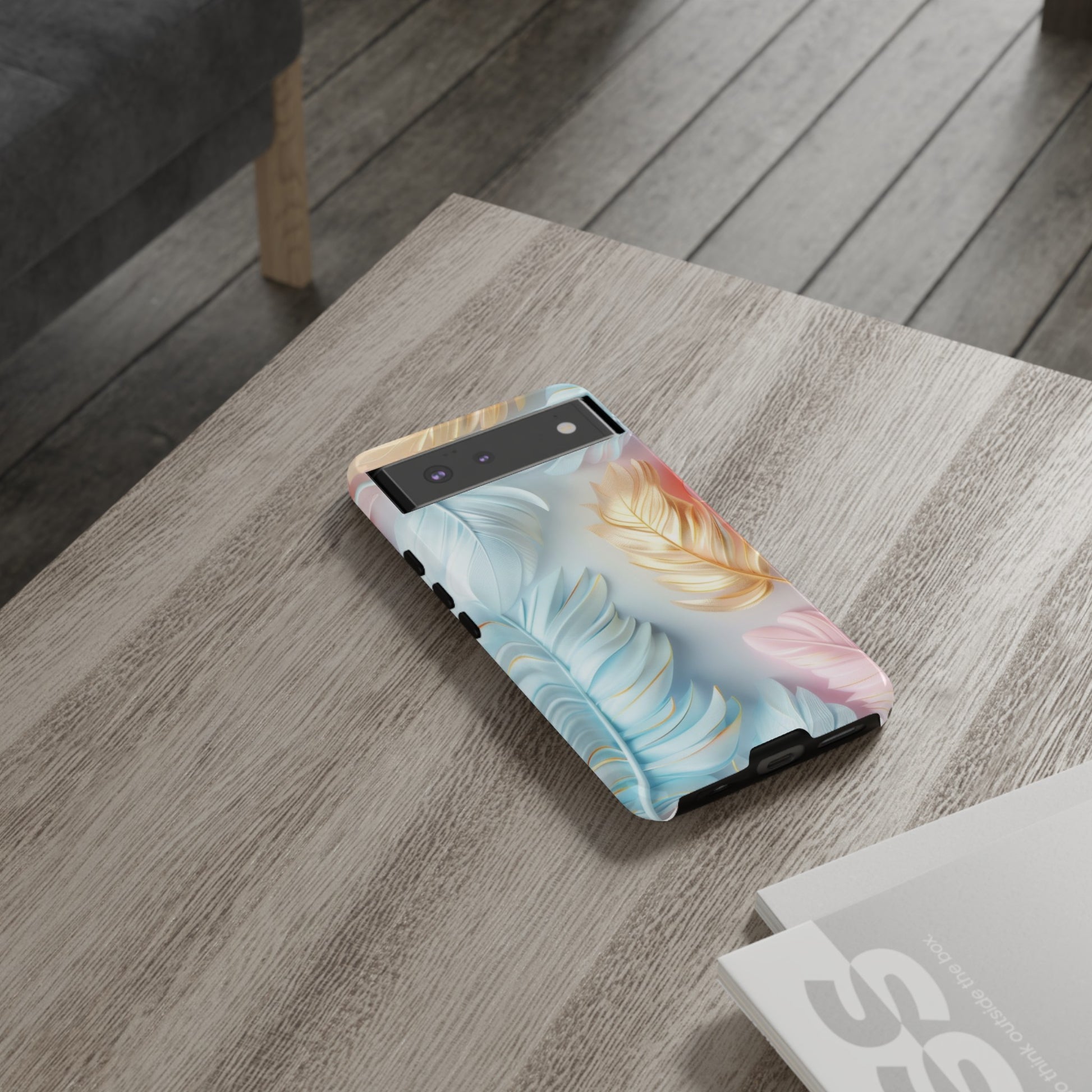 Pastel Feathers Protective Phone Case Gift for Her Phone 15, Samsung iPhone Samsung Gift for Her Case iPhone 15, Samsung iPhone Samsung Accessory Gift for Her