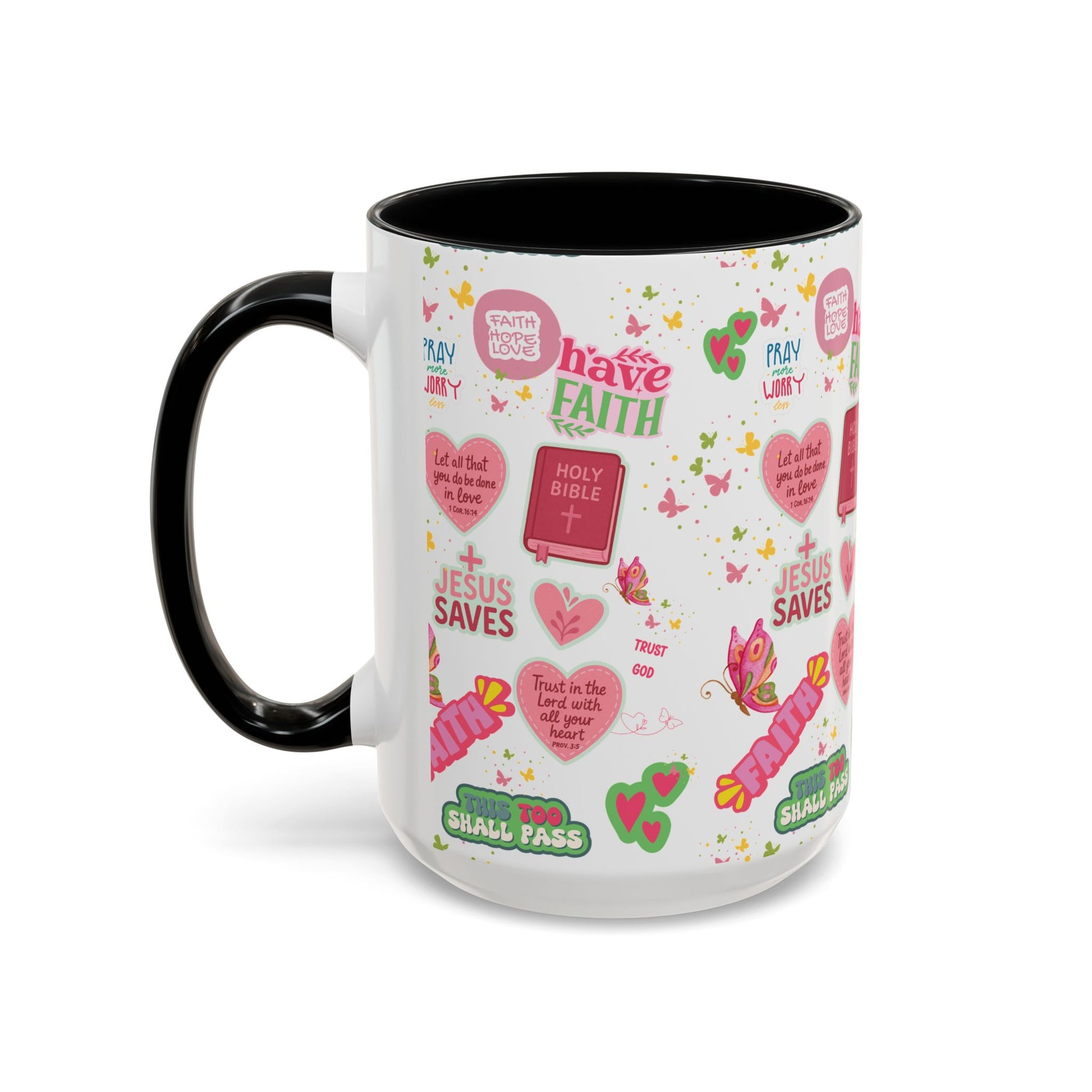 Start Your Day with Faith | Christian Mug with Bible Verse | Inspirational Gift for Christians | 11oz and 15oz Ceramic Coffee Mug Cozy Spring Mornings