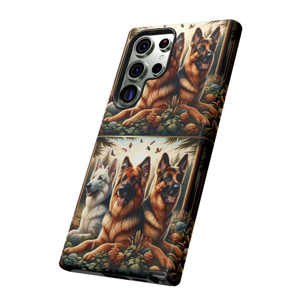 German Shepherd Phone Tough Case Floral Elegant Durable Dog Lover Devices iPhone 15, Samsung iPhone Samsung Accessory Gift for Her.
