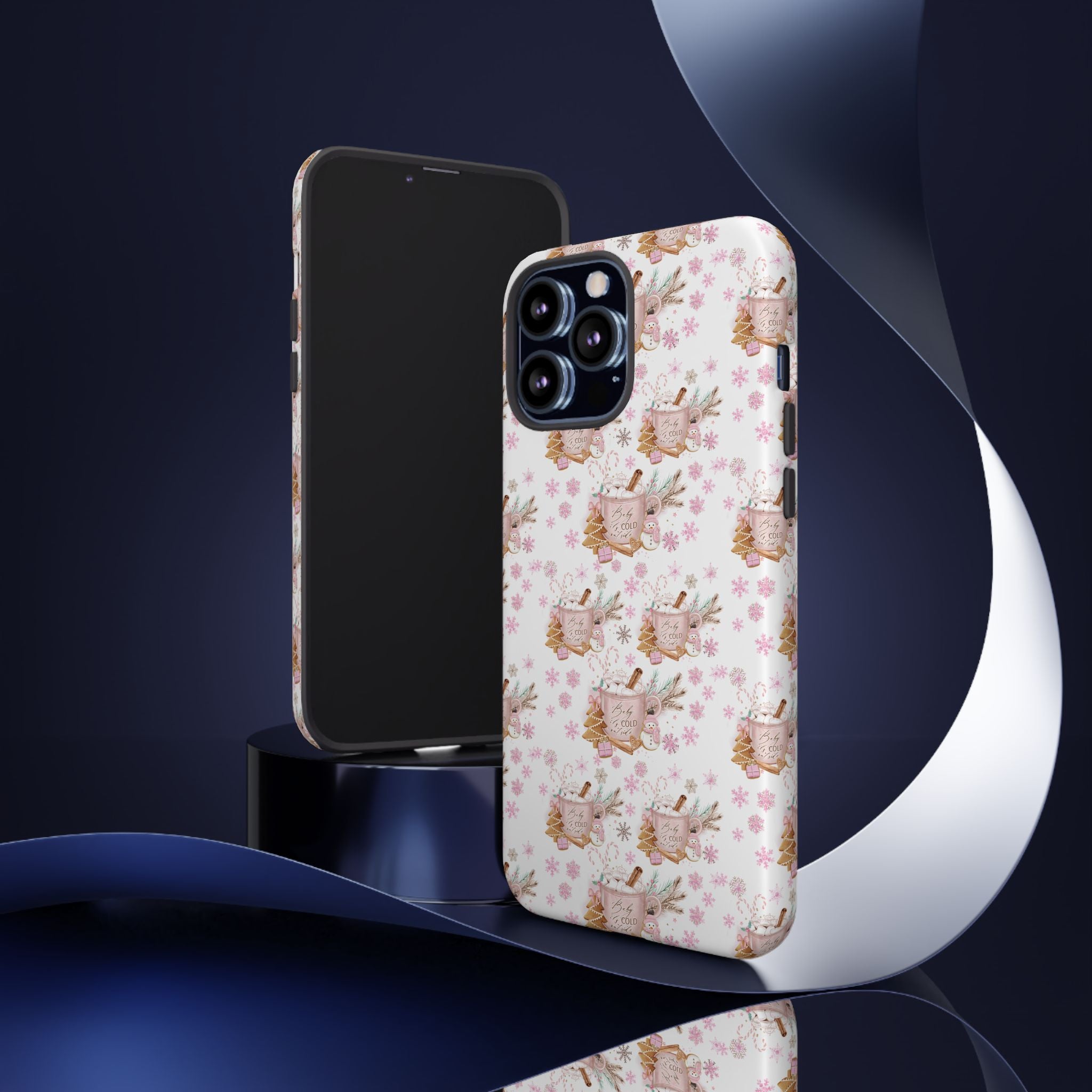 Baby it's Cold Outside Pink and White Phone Case Unique Holiday Protection for Your Device | Stylish & Durable Cover Gift for Her Phone 15, Samsung iPhone Samsung Accessory Gift for Her