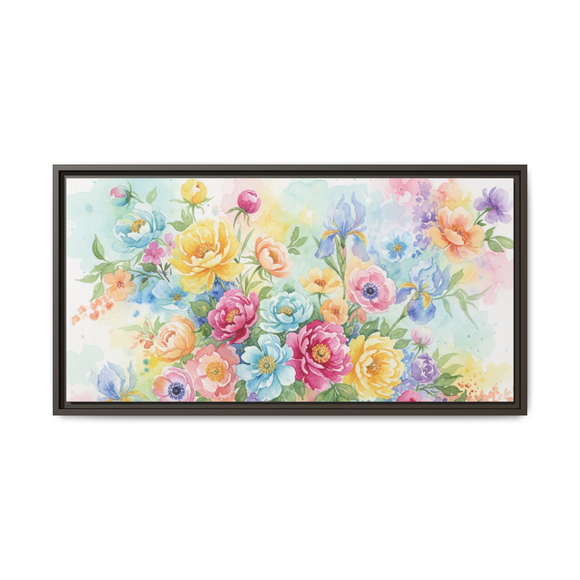 Watercolor Floral Bouquet Canvas, Framed Matte Wall Art | Multi-Color Wall Art