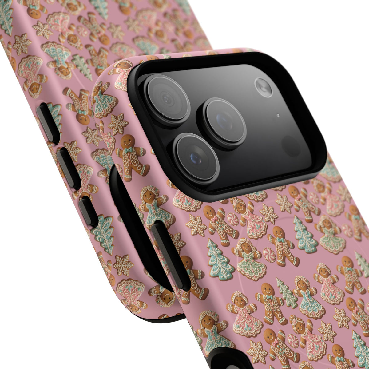Phone Case — Pink Gingerbread Cookies Pattern Tough Magnetic Case