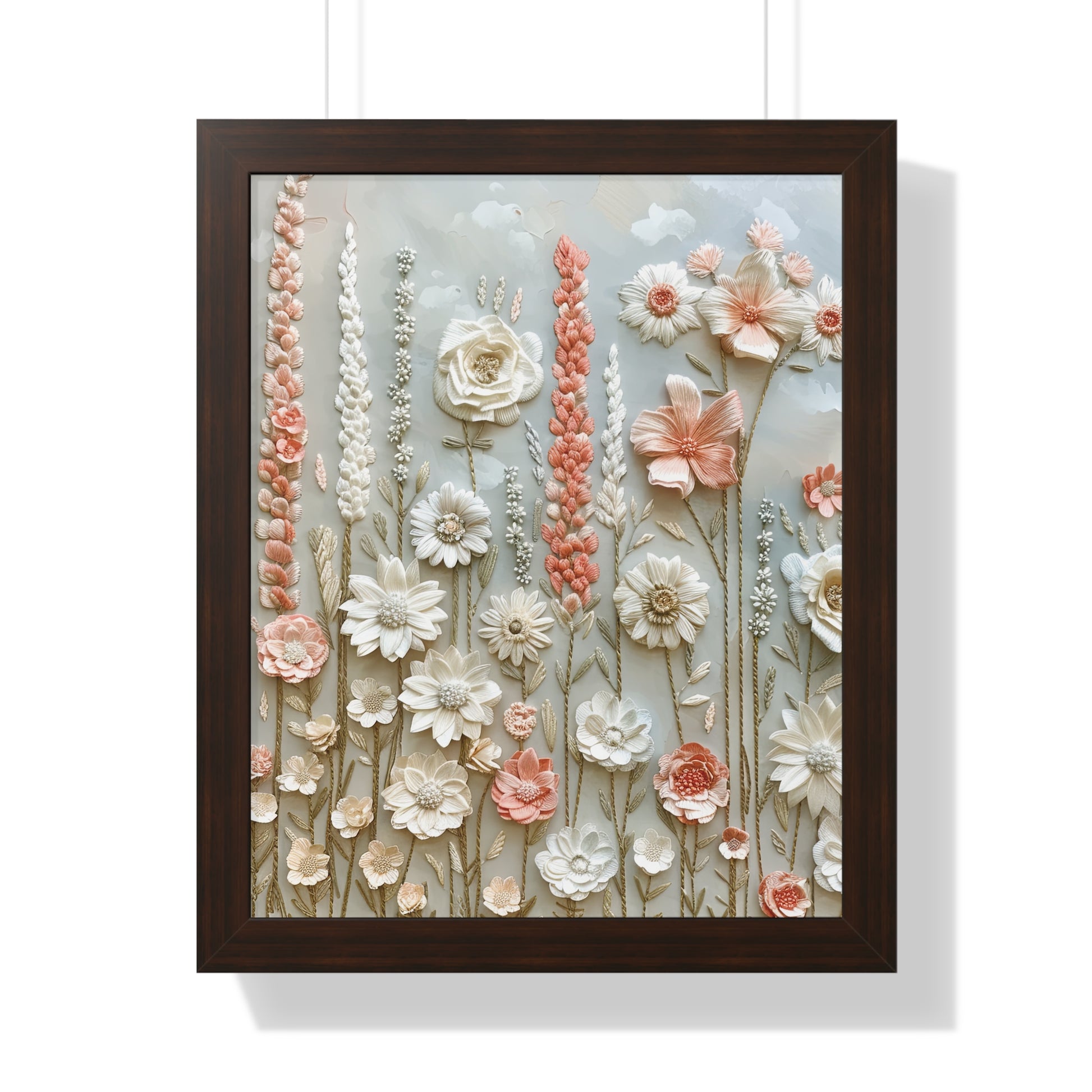 Delicate Pastel Floral Wall Art Captivating Blossom Patterns in Soft Hues and Elegant Home Décor Perfect for Living Rooms, Bedrooms, and Cozy Corners Encased in Black, White, or Walnut Frames with Durable Ready to Hang  Timelessly Crafted. - MRSBYVALLE