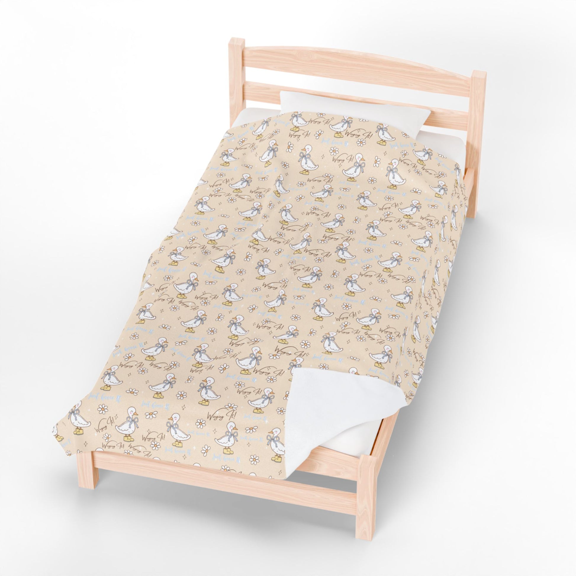 Velveteen Plush Blanket, Silly Goose Design, Funny Animal Print Throw, Cozy Bedding, Cute Kids Bedroom Decor, Comfy Sofa Couch