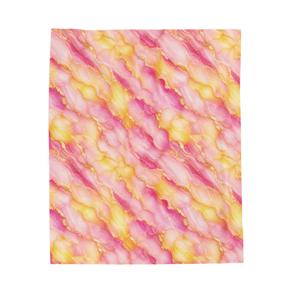 Blush Pink & Pastel Yellow Marble Blanket – Gold Vein Luxury Throw, Soft Cozy Elegant Home Decor
