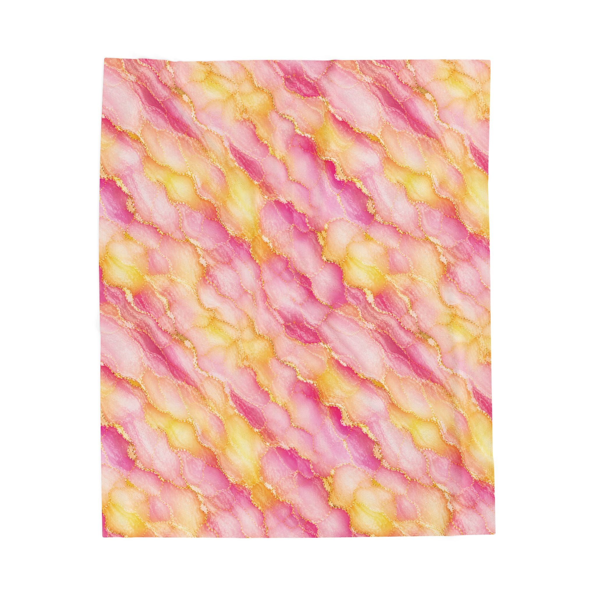Blush Pink & Pastel Yellow Marble Blanket – Gold Vein Luxury Throw, Soft Cozy Elegant Home Decor