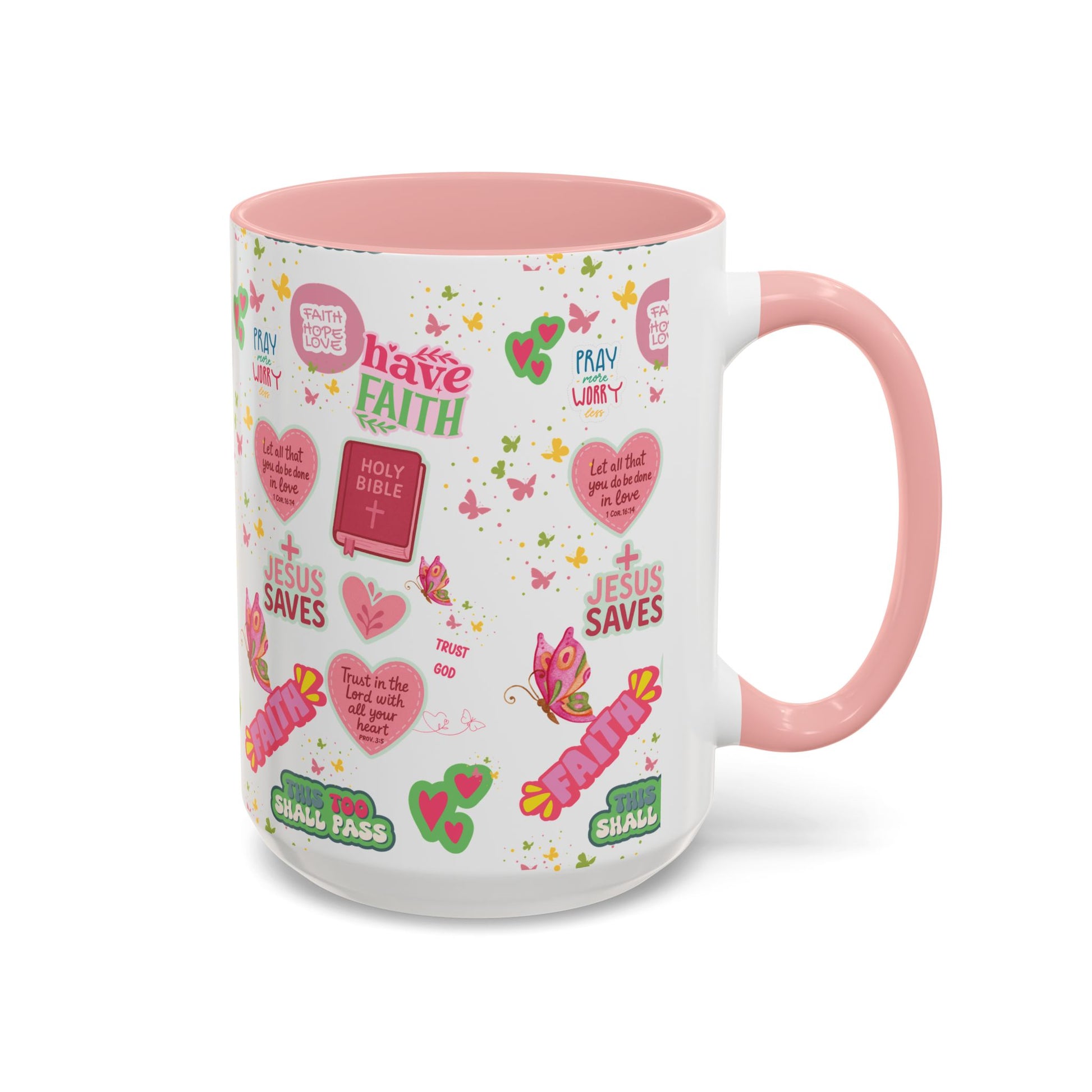 Start Your Day with Faith | Christian Mug with Bible Verse | Inspirational Gift for Christians | 11oz and 15oz Ceramic Coffee Mug Cozy Spring Mornings