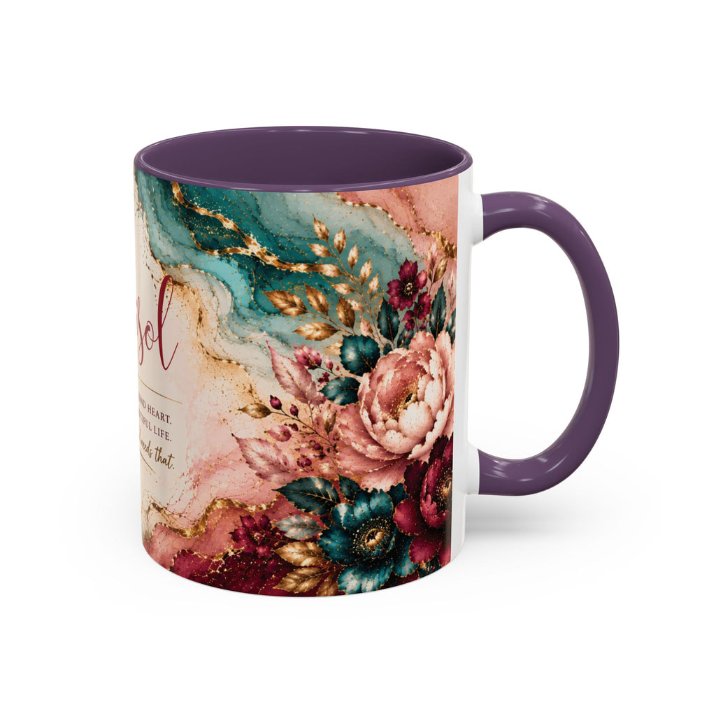 Personalized Name Mug for Women, Inspirational Color Handle Coffee Mug, 11 oz or 15 oz Gift for Her