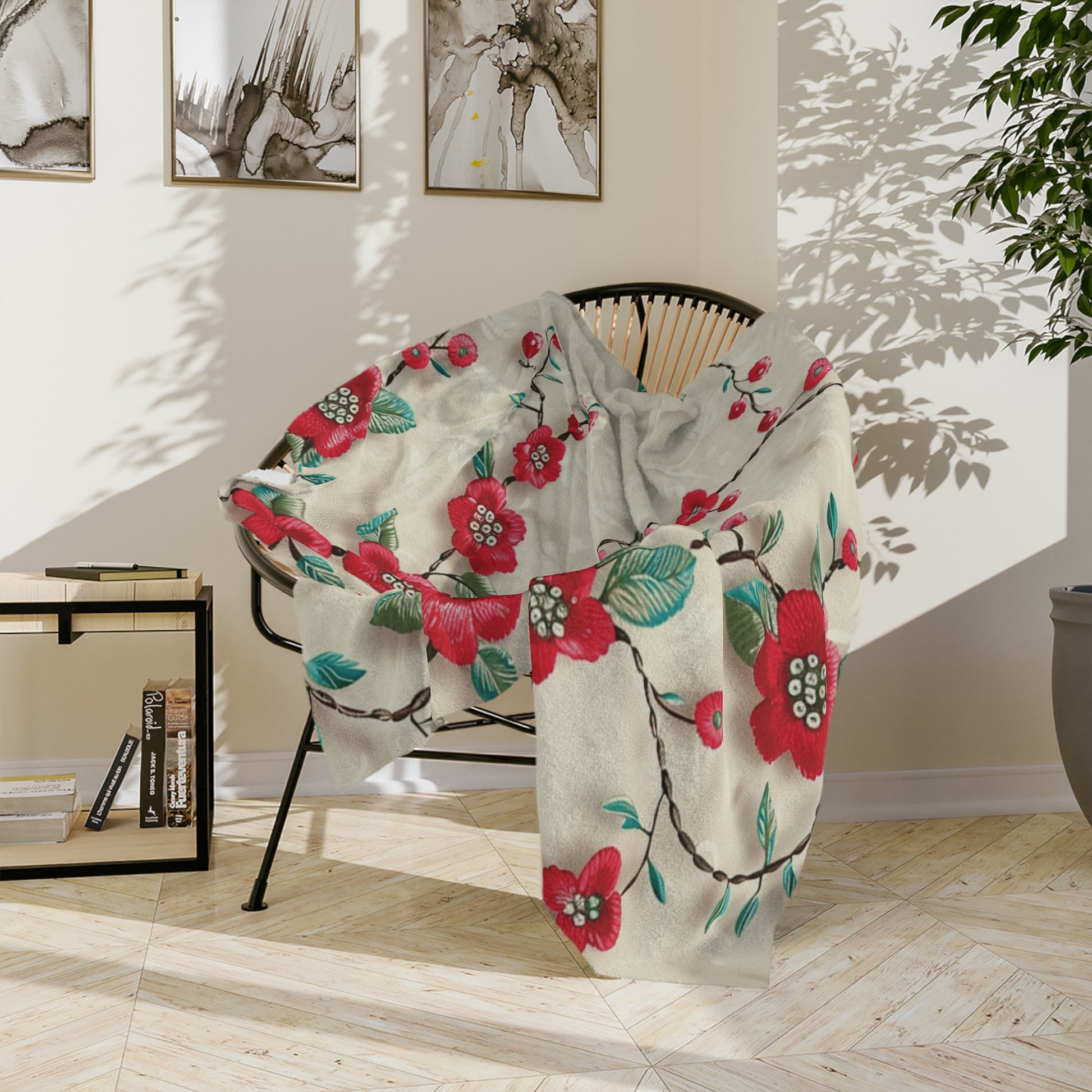 Cozy 3D Embroidery Illusion Red Flowers Minky Blanket Elegant Floral Comfort for Home & Gift Throw - Ultra Soft lightweight Perfect for Home, Couch, or Bed | Best Gift  Comfort Blanket, Perfect for Snuggling Housewarming Gift Throw - MRSBYVALLE
