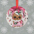 3D Inflated Illusion Christmas Ornament with Red Ribbon Unique Holiday Decor, Perfect for Tree Decoration, Festive Home Accents, 2.9x2.9 Inches, Glossy Finish - MRSBYVALLE
