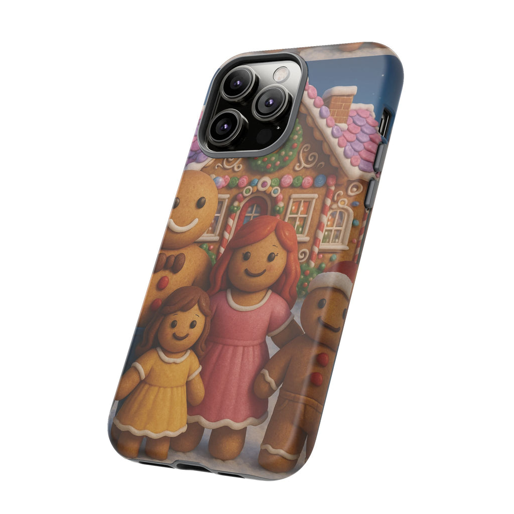 Coque de téléphone esthétique Famille en Pain d'Épices – Design d'inspiration vintage sur le thème de Noël – Étui stylé pour modèles iPhone et Samsung Galaxy