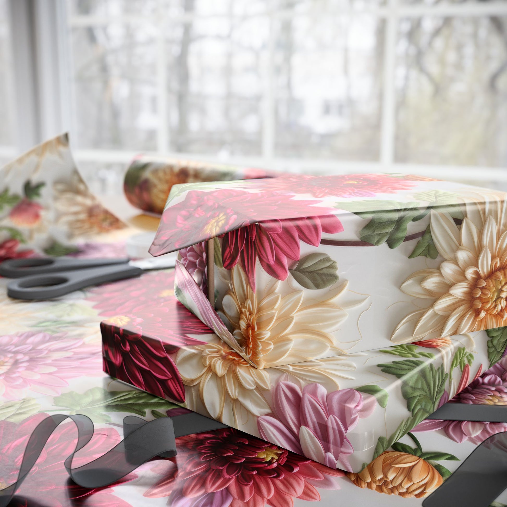 Elegant Fall Floral Wrapping Paper | Autumn-Inspired Gift Wrap with Vibrant Seasonal Blooms | Perfect for Thanksgiving, Birthdays, & Special Occasions | Premium Quality Gifts Moms