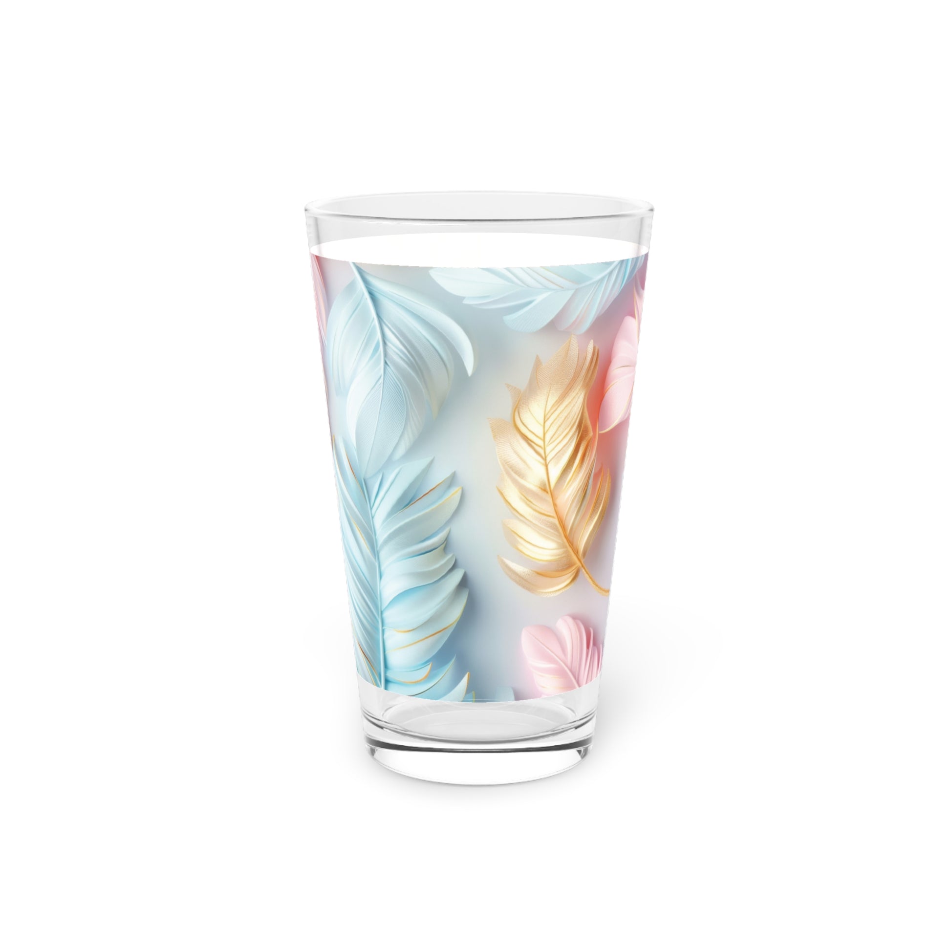 New House Pastel Feathers 16oz Pint Glass Modern Style for Cocktails, Mocktails, Beer, and Water Perfect for Every Occasion Mother's Day Party Drinkware, Housewarming Perfect Gift Party Drinkware, Cocktail, Wedding Perfect for Parties - MRSBYVALLE
