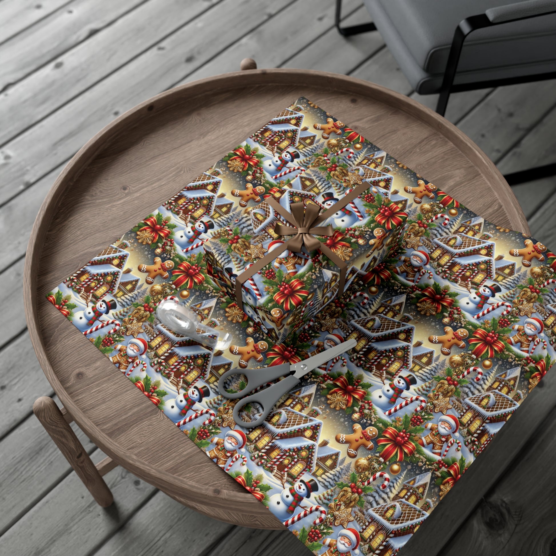 Gingerbread House & Snowman Christmas Wrapping Paper Festive Holiday Gift Wrap with Vibrant Perfect for Christmas Presents and Seasonal Decor - MRSBYVALLE