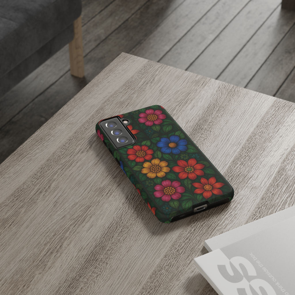 Coque de téléphone effet vitrail floral lumineux Art abstrait coloré, Étui de protection esthétique pour iPhone, Samsung et Google, Idée cadeau unique pour maman