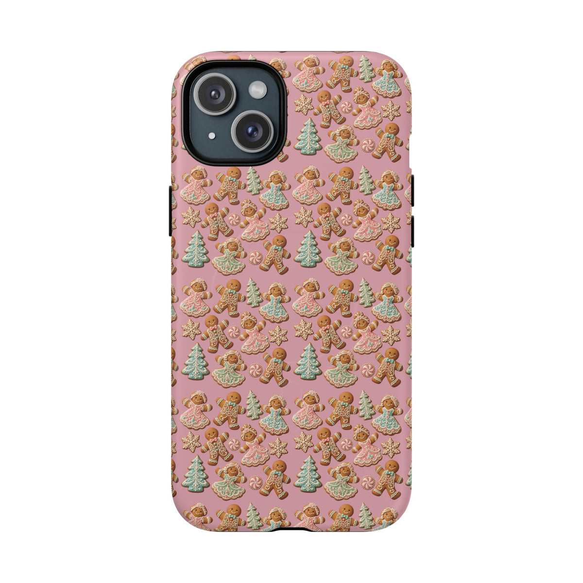 Phone Case — Pink Gingerbread Cookies Pattern Tough Magnetic Case
