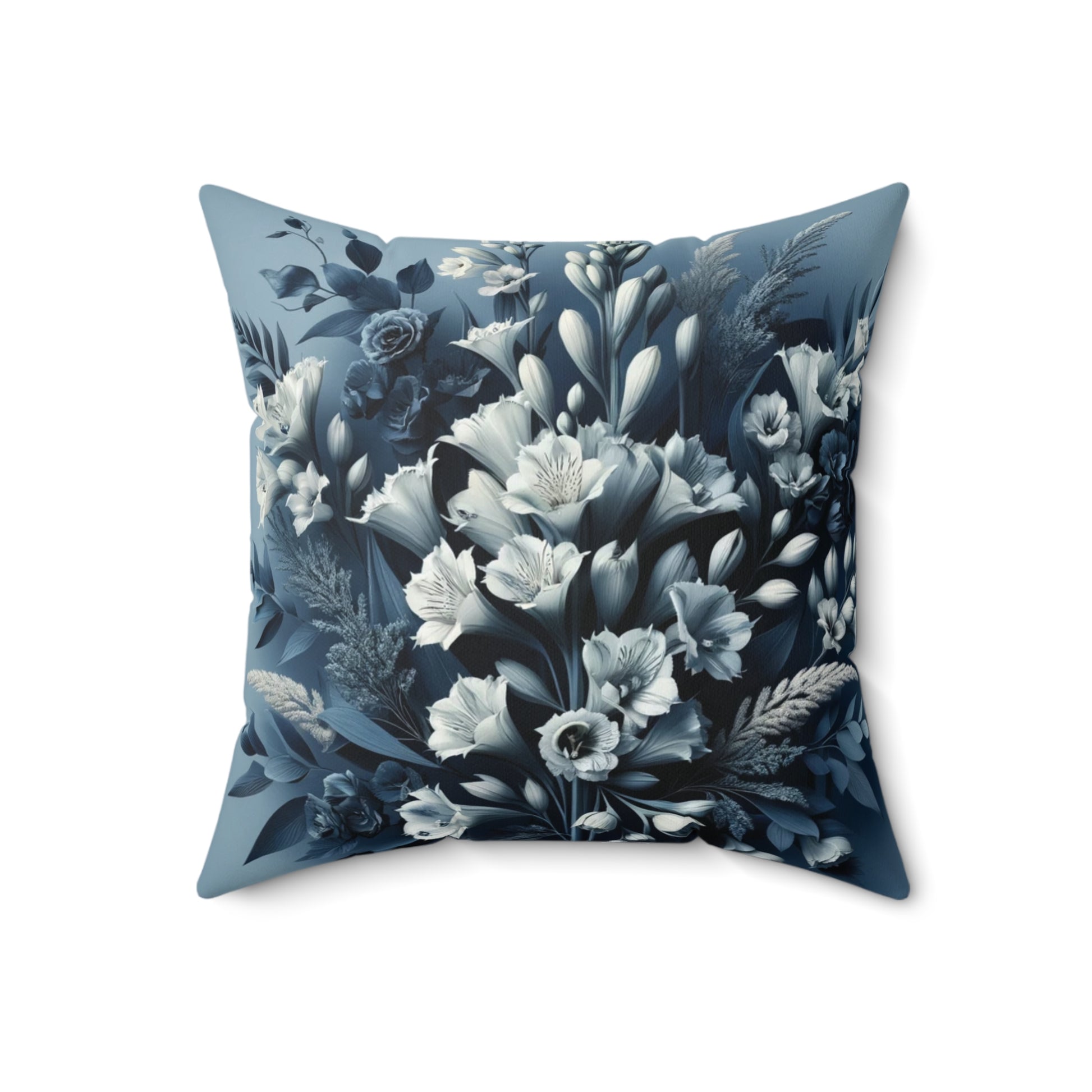 Navy 3D Floral Illusion Pillow Cover: Luxurious Square Cushion Case for Elegant Home Living Room Decor Enhancement Decor Comfort for Living Room, Bedroom or Housewarming Gift New House, Bridal Shower Gift.