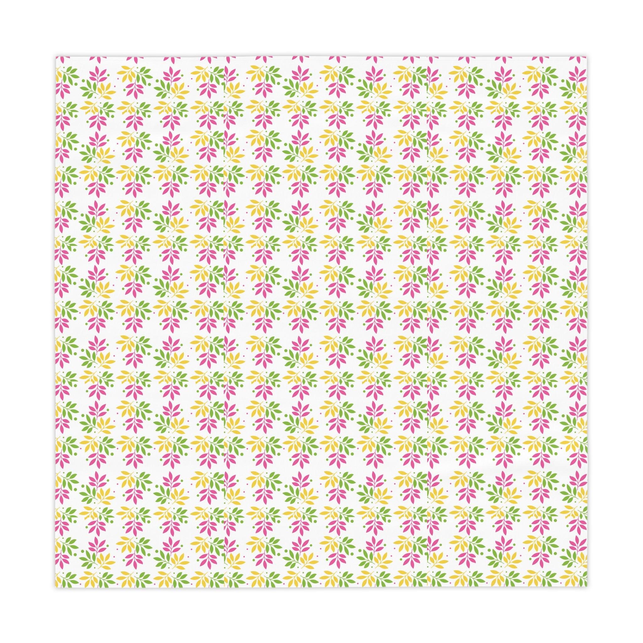 Boho Chic Pink, Mint Green & Yellow Leaf Pattern Tablecloth Perfect for Adding a Botanical Touch to Any Dining Room, Kitchen Table or Outdoor Setting for Home, Weddings, Birthdays all Events Durable & Stylish for All Occasions - MRSBYVALLE