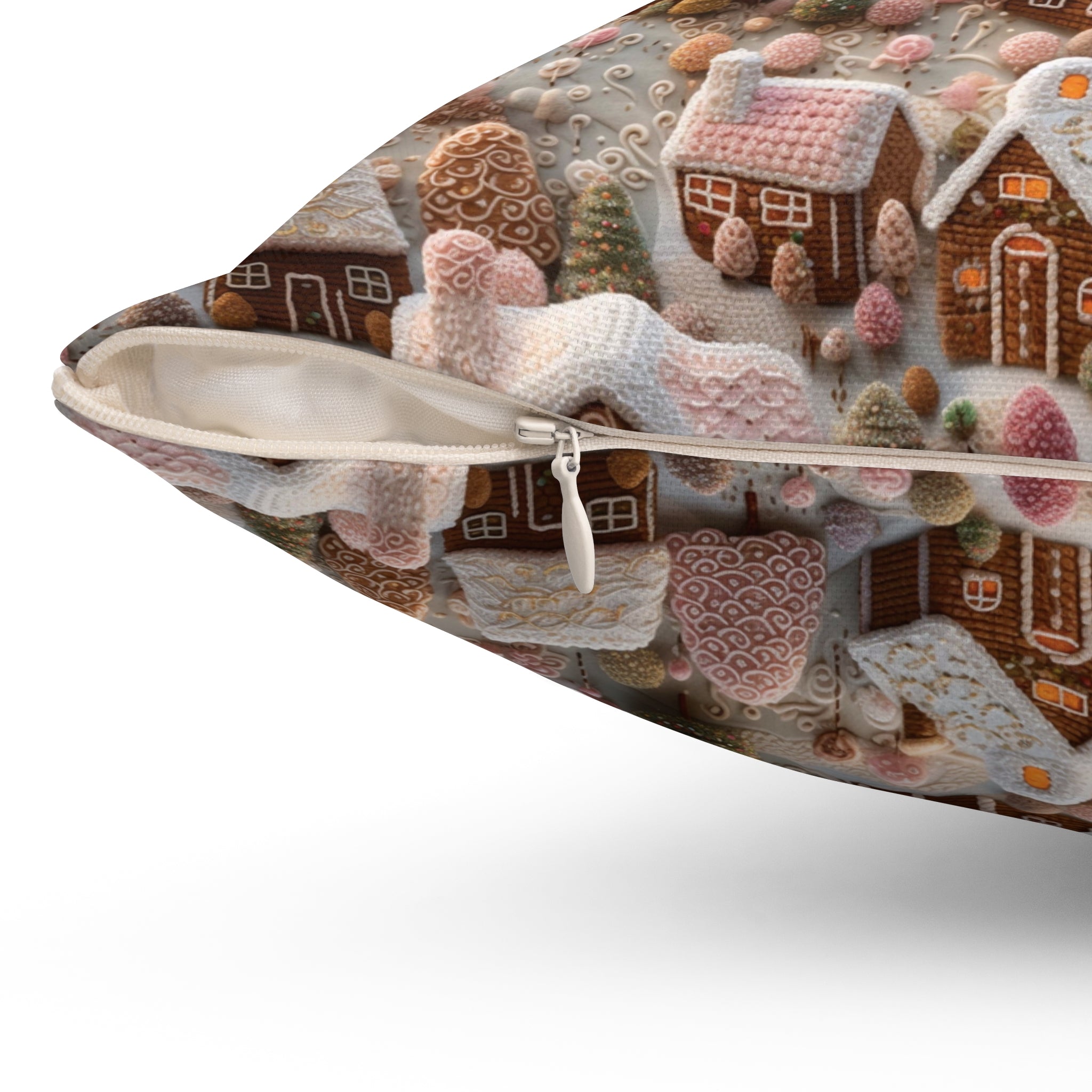 Gingerbread House Square Pillow Elegant Holiday Decor Perfect for all Seasonal Decorations Perfect Accent for Living Rooms, Bedrooms, Soft, Durable, Pillow Gift New House, Bridal Shower Gift - MRSBYVALLE