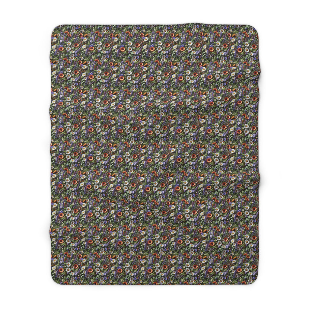 Boho Wildflower Sherpa Blanket - Cozy & Soft Throw with Vibrant Floral Design, Perfect for Home Decor, Lounging, or Gifting - MRSBYVALLE