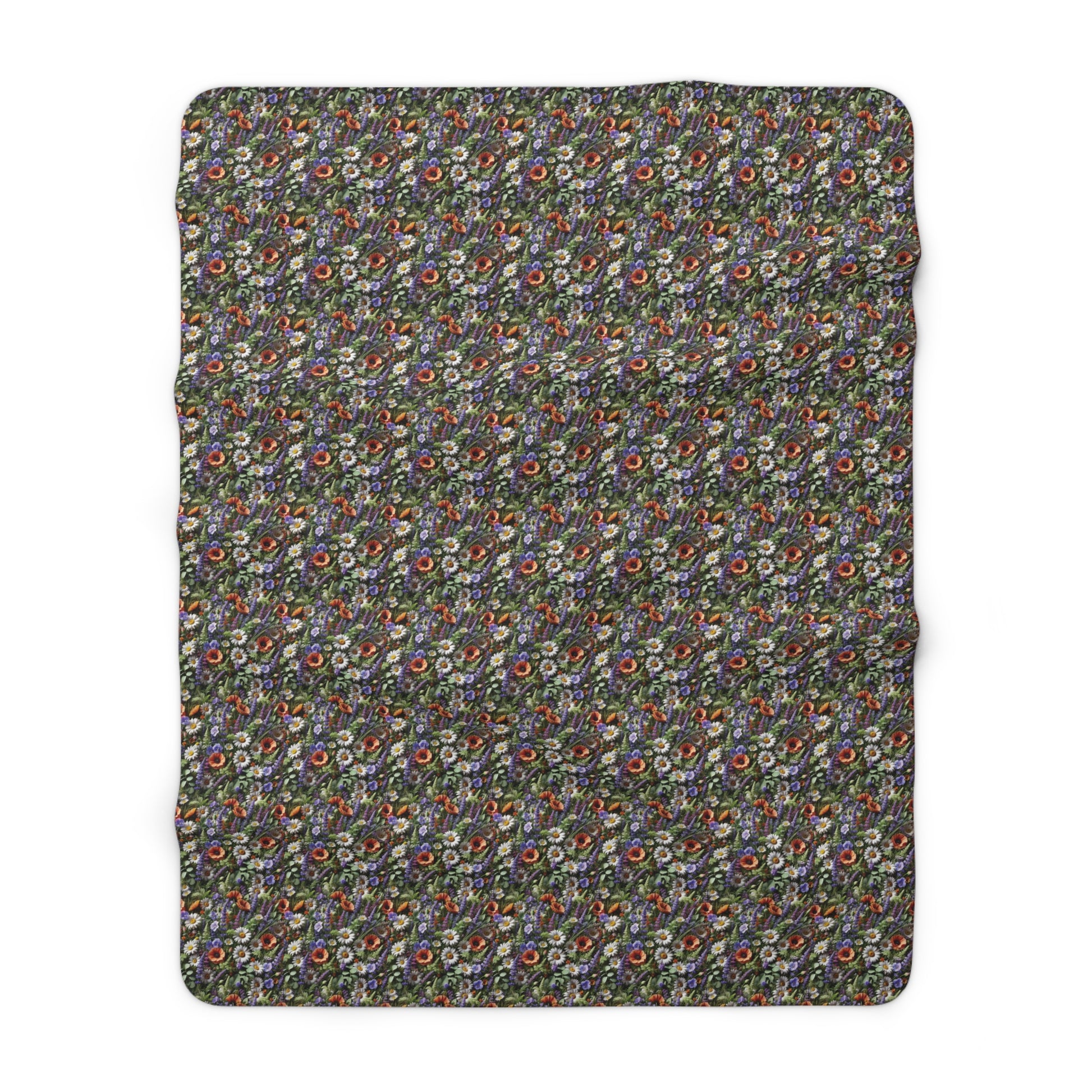 Boho Wildflower Sherpa Blanket - Cozy & Soft Throw with Vibrant Floral Design, Perfect for Home Decor, Lounging, or Gifting - MRSBYVALLE