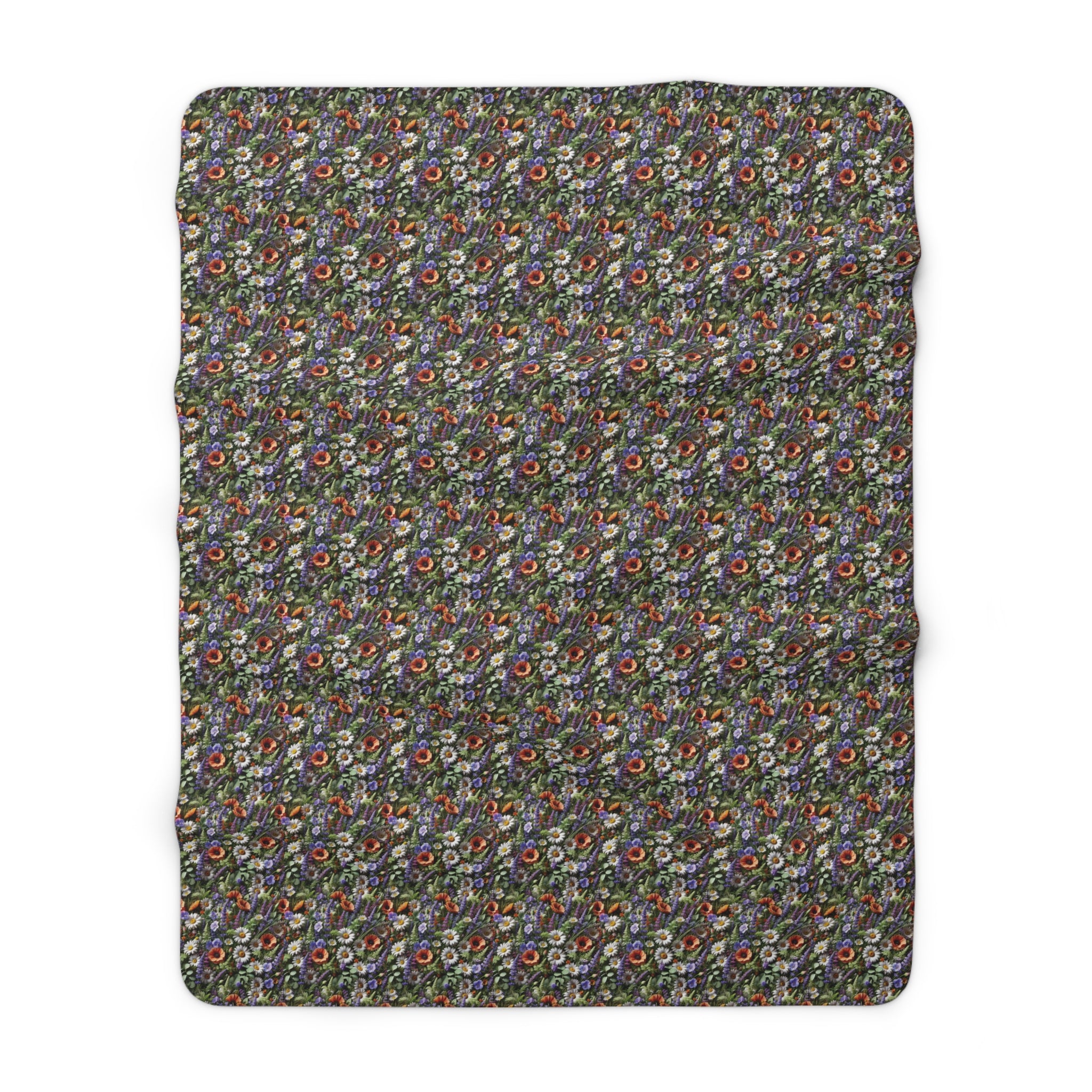 Boho Wildflower Sherpa Blanket - Cozy & Soft Throw with Vibrant Floral Design, Perfect for Home Decor, Lounging, or Gifting - MRSBYVALLE