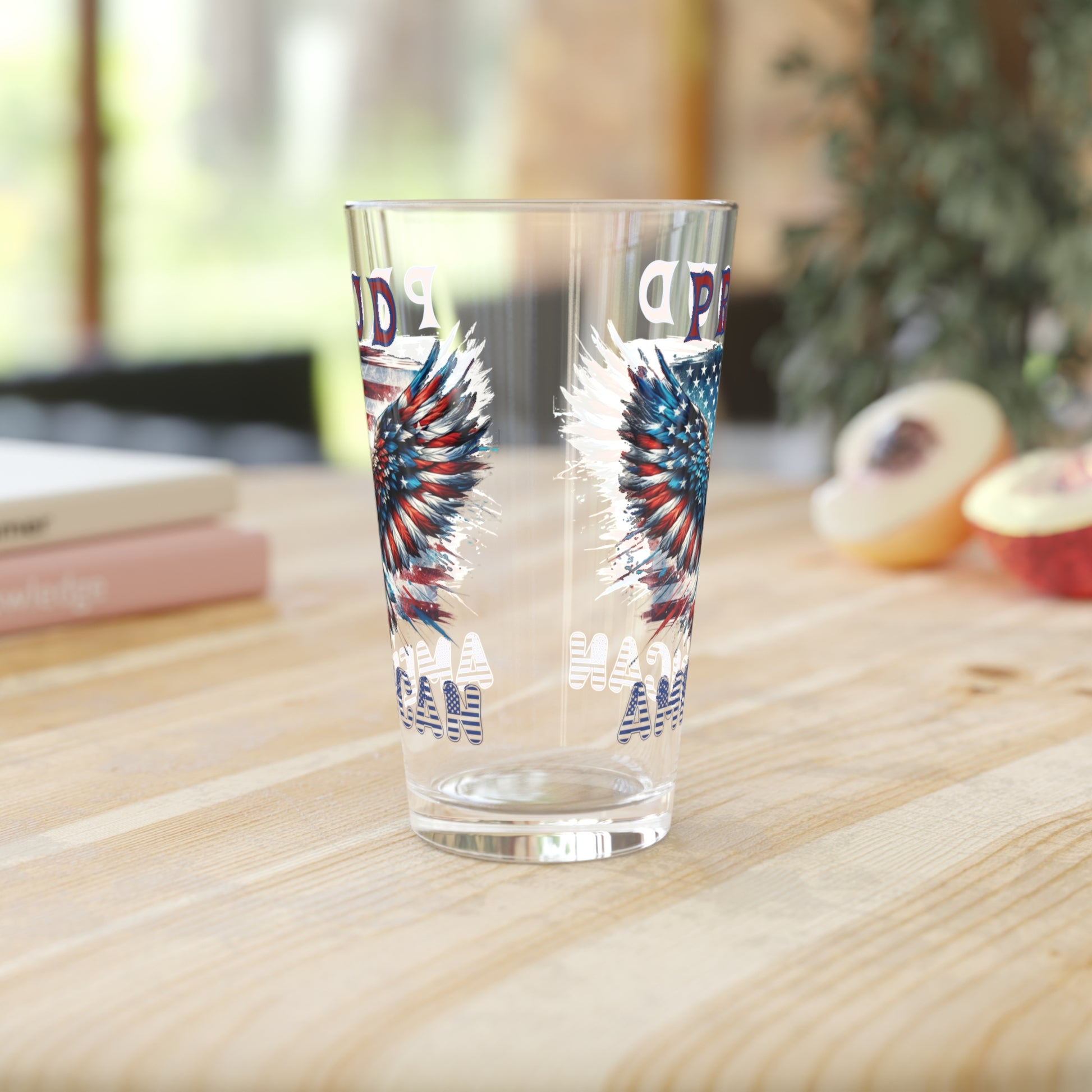 Patriotic American Flag and Eagle 16 oz Pint Glass Celebrate Freedom with Stunning USA Symbol! Perfect for Beer Lovers, Veterans, and Proud Americans. Durable, High-Quality Glassware Perfect for Parties - MRSBYVALLE
