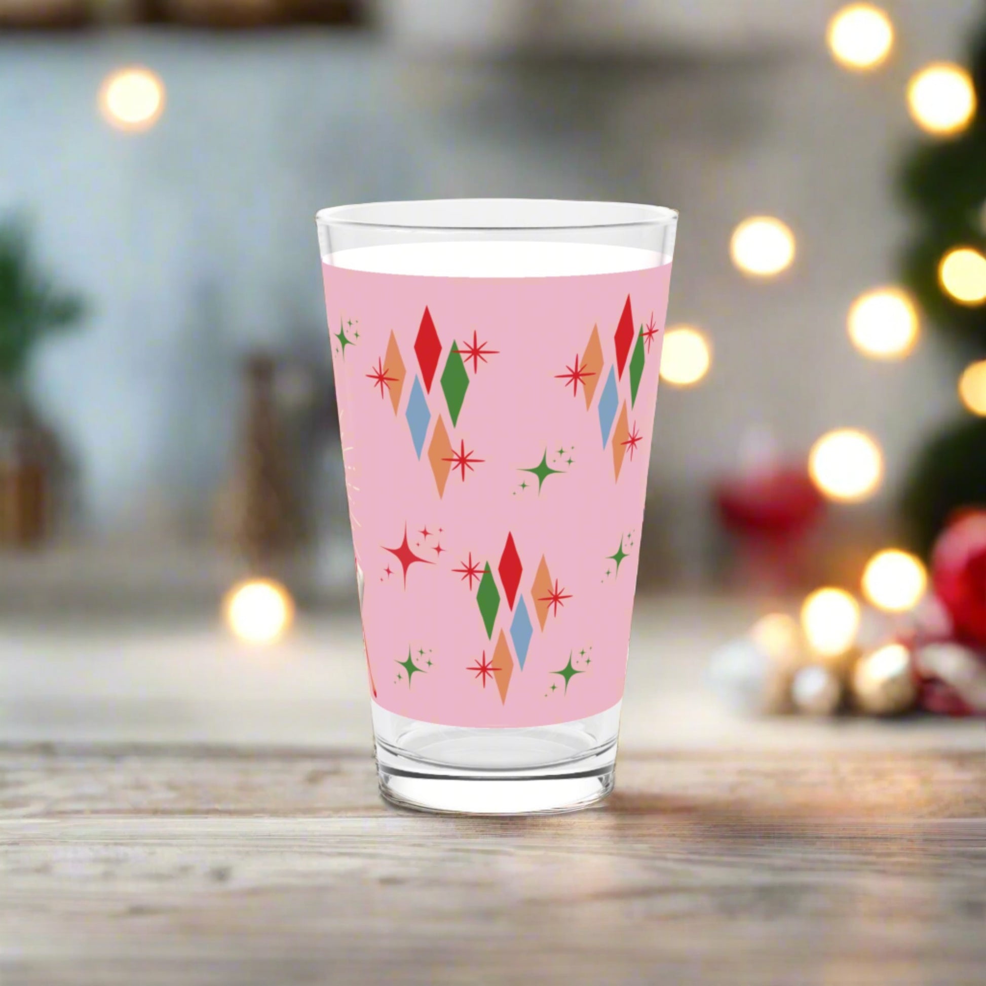 Pink Retro Vintage Franciscan Diamond Starburst Kitsch Christmas Glass Housewarming, Wedding, Bridal Shower Glass, Mother's Day Ideal Gift for Christmas Celebrations Glassware Perfect for Parties - MRSBYVALLE